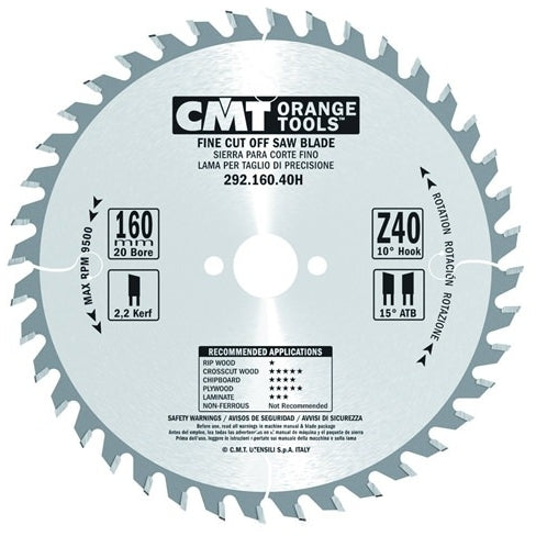 CMT 292.160.40H Fine Cut-Off Saw Blade 160mm (6-5/16-inch) x