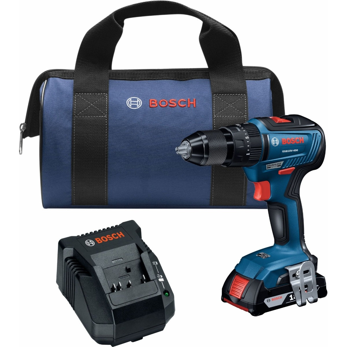 Bosch GSB18V-490B12 18V EC Brushless 1/2-in. Hammer Drill/Driver 2.0Ah Kit