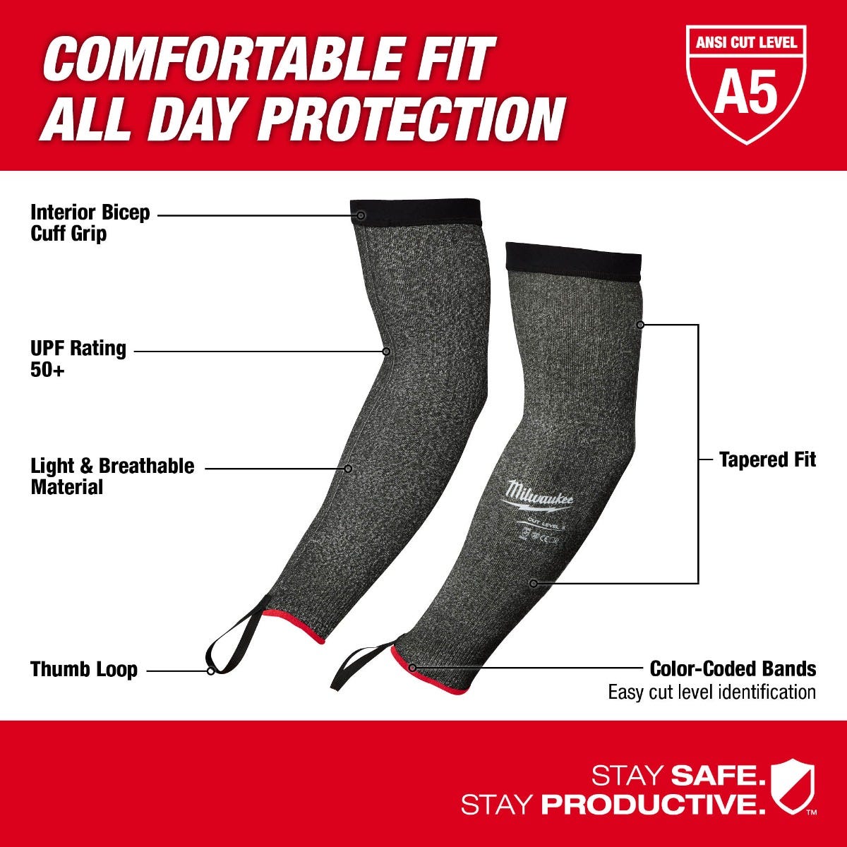 Milwaukee 48-73-9050 Cut Level 5 Protective Sleeves - 16"