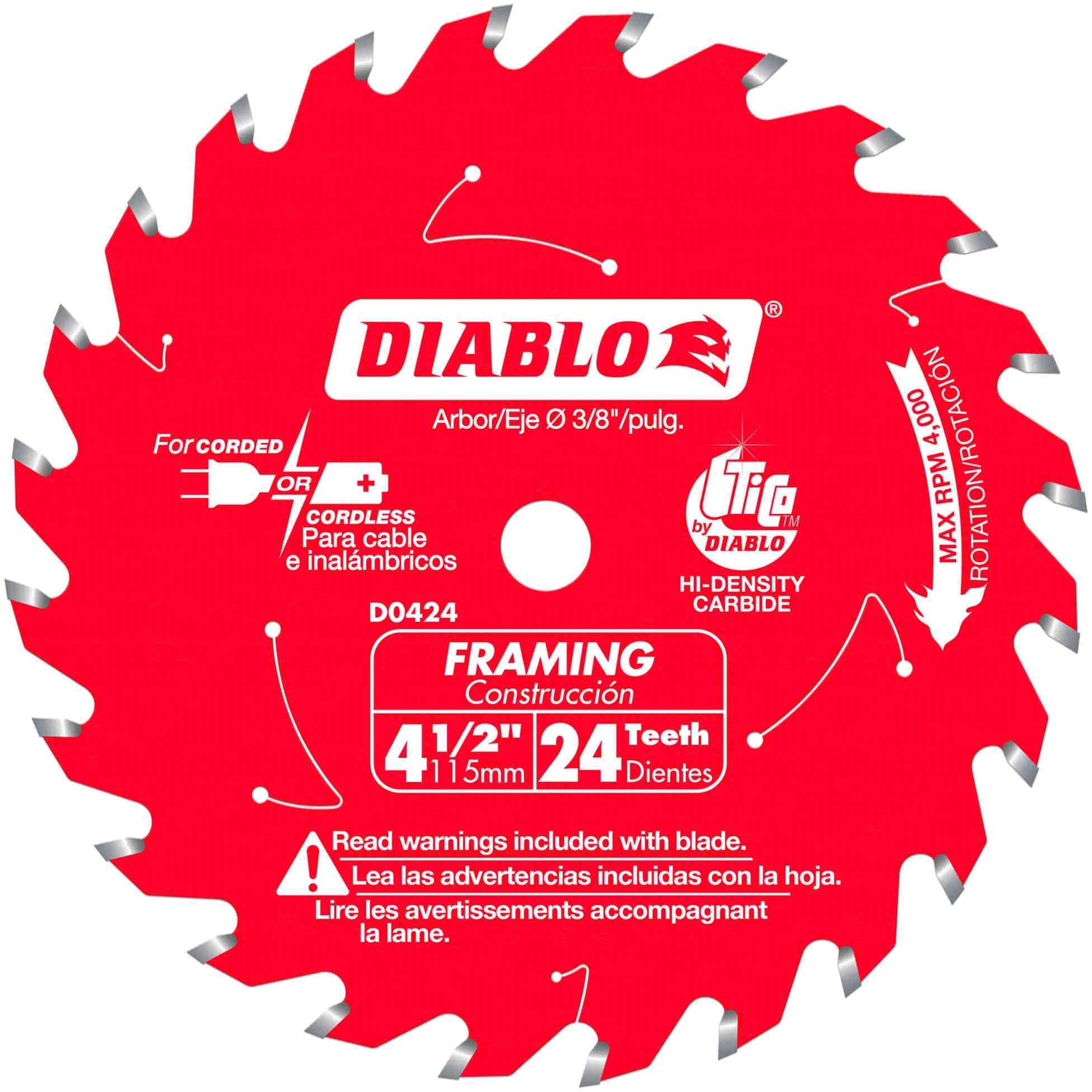 Diablo D0424X 4-1/2 in. x 24-Tooth  Framing Trim Saw Blade