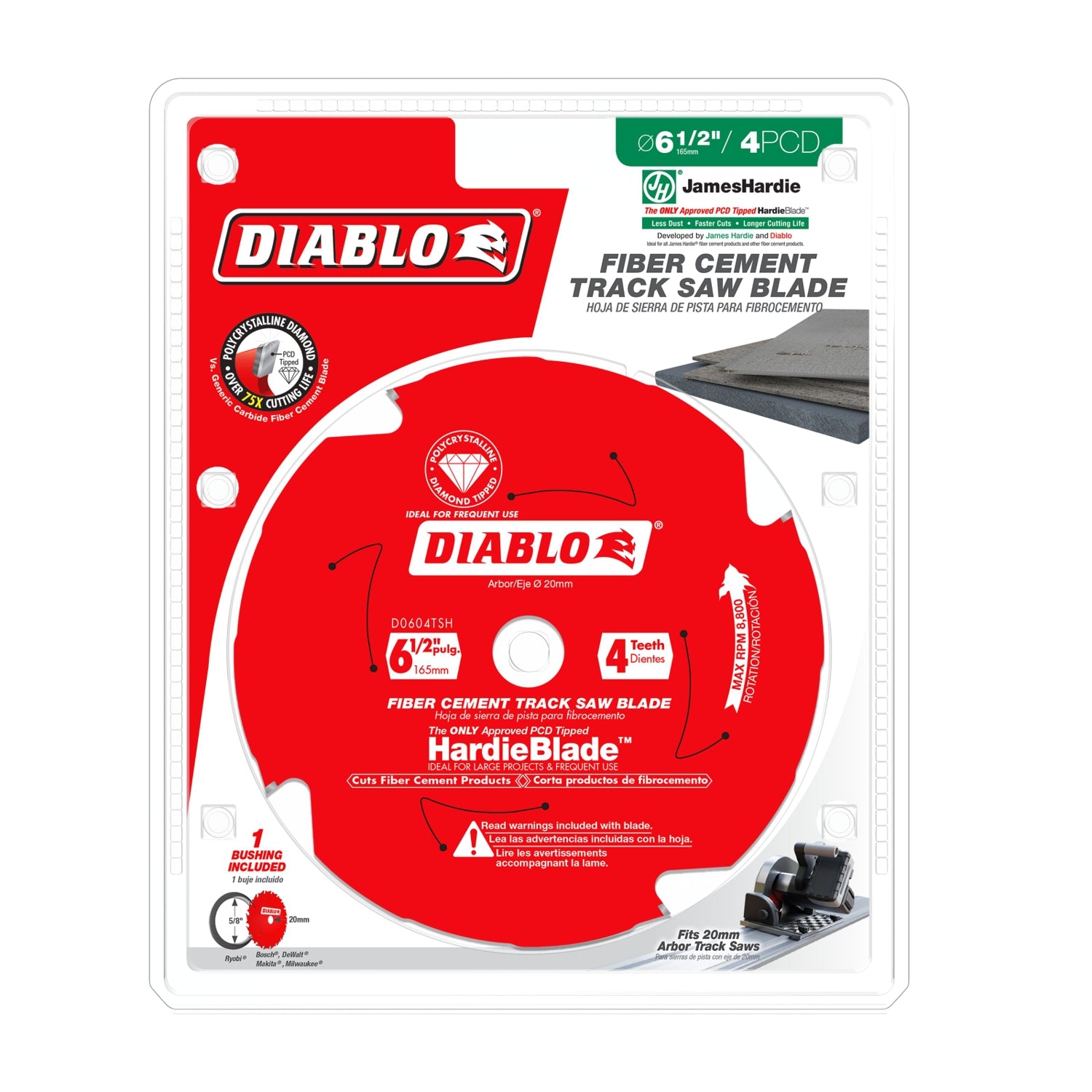 Diablo D0604TSH 6-1/2 in. 4-Teeth Track Saw Blade for JamesHardie and Fiber Cement