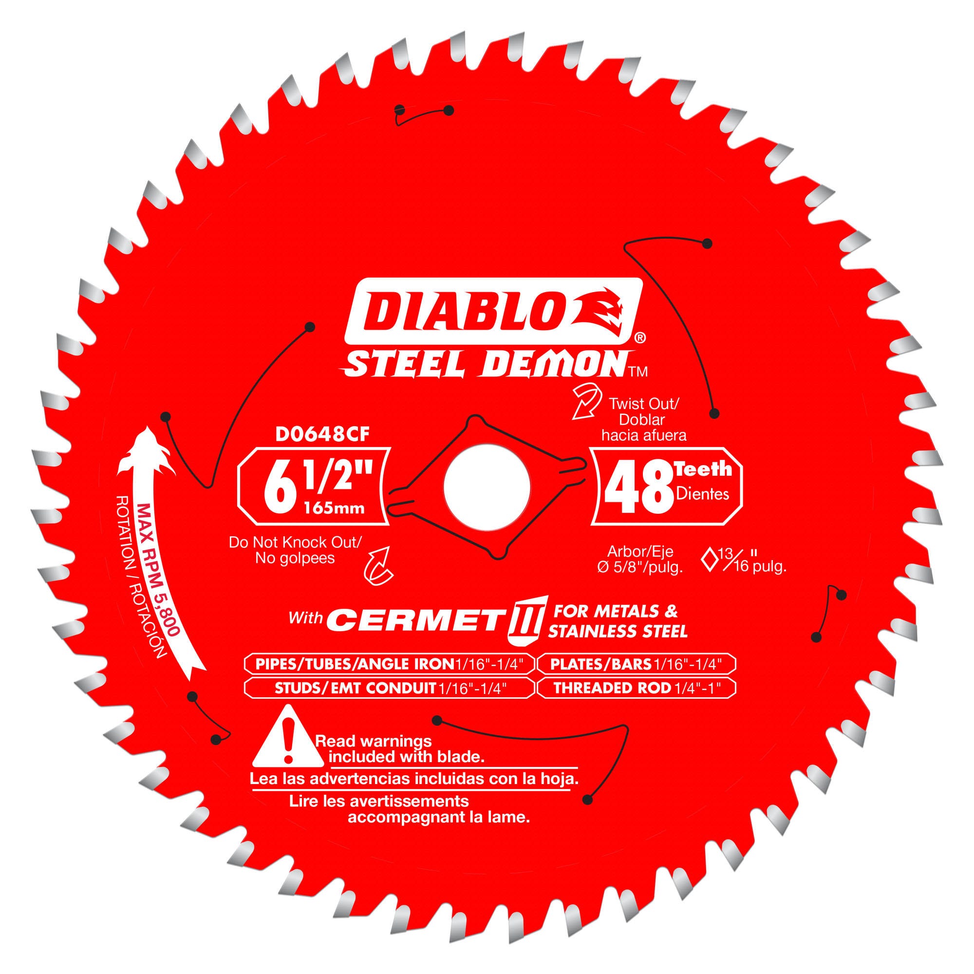 Diablo D0648CFA 6-1/2-inch x 48 Tooth Steel Demon Cermet II Saw