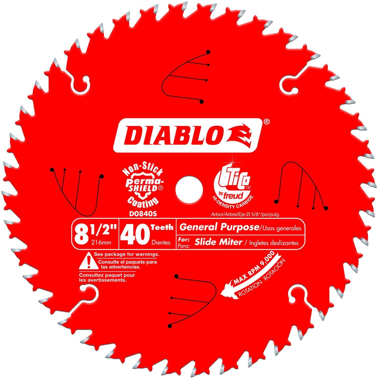 Diablo D0840S 8-1/2 in. x 40-Tooth  General Purpose Slide Miter Saw Blade