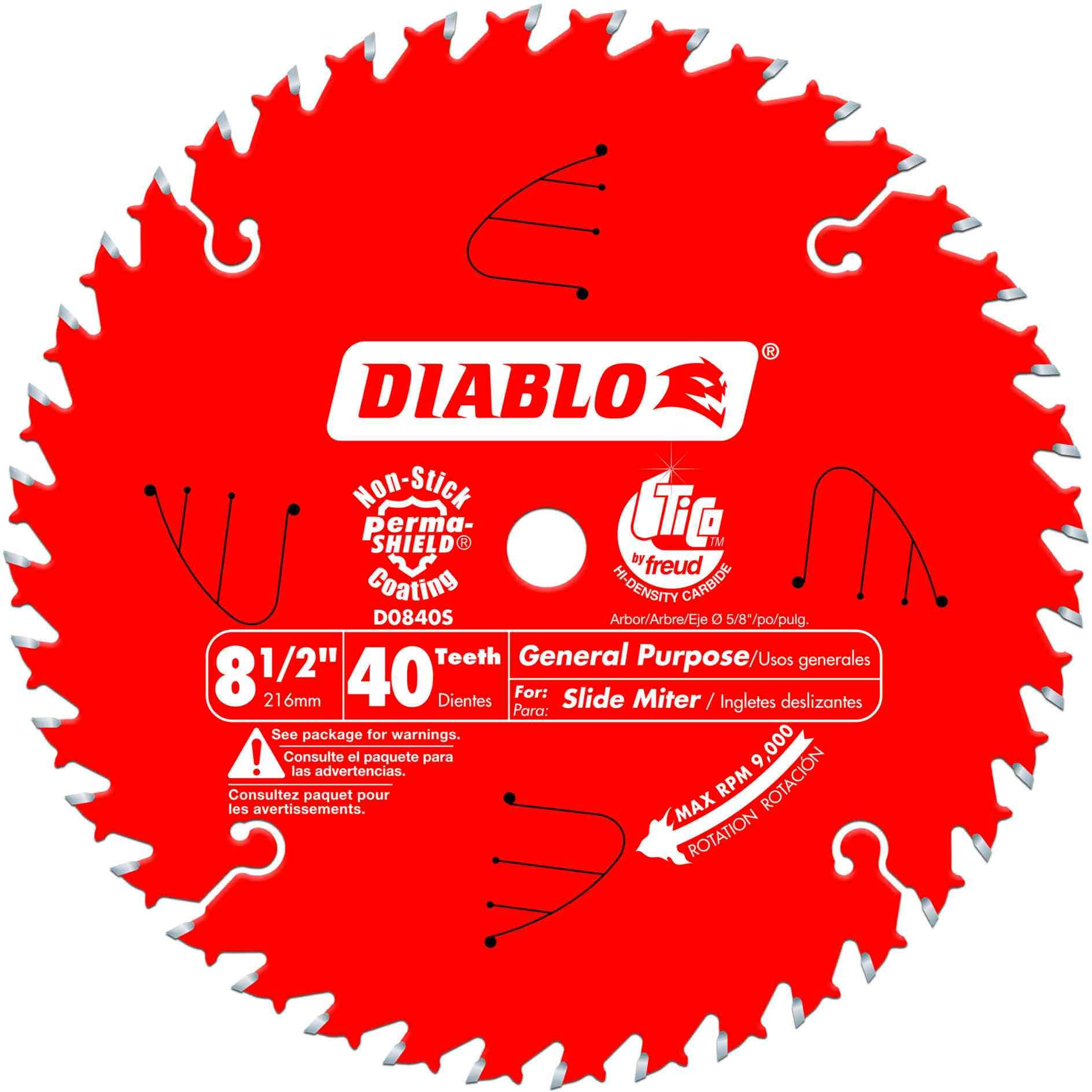 Diablo D0840S 8-1/2 in. x 40-Tooth  General Purpose Slide Miter Saw Blade