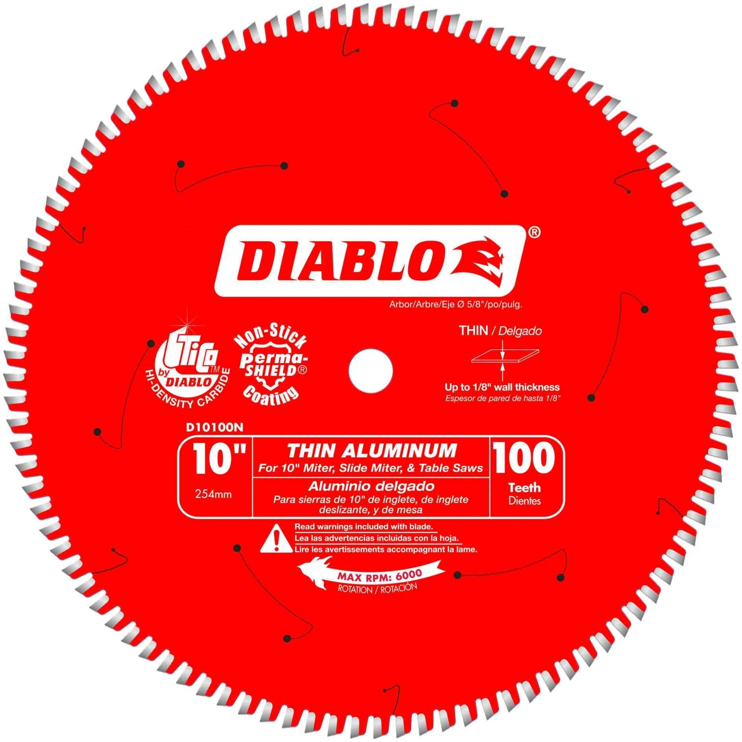 Diablo D10100N 10 in. x 100-Tooth  Thin Aluminum Cutting Saw Blade