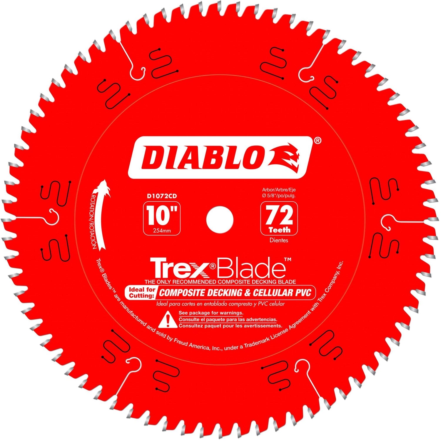 Diablo D1072CD 10 in. x 72-Tooth  Composite Material/Plastics TrexBlade