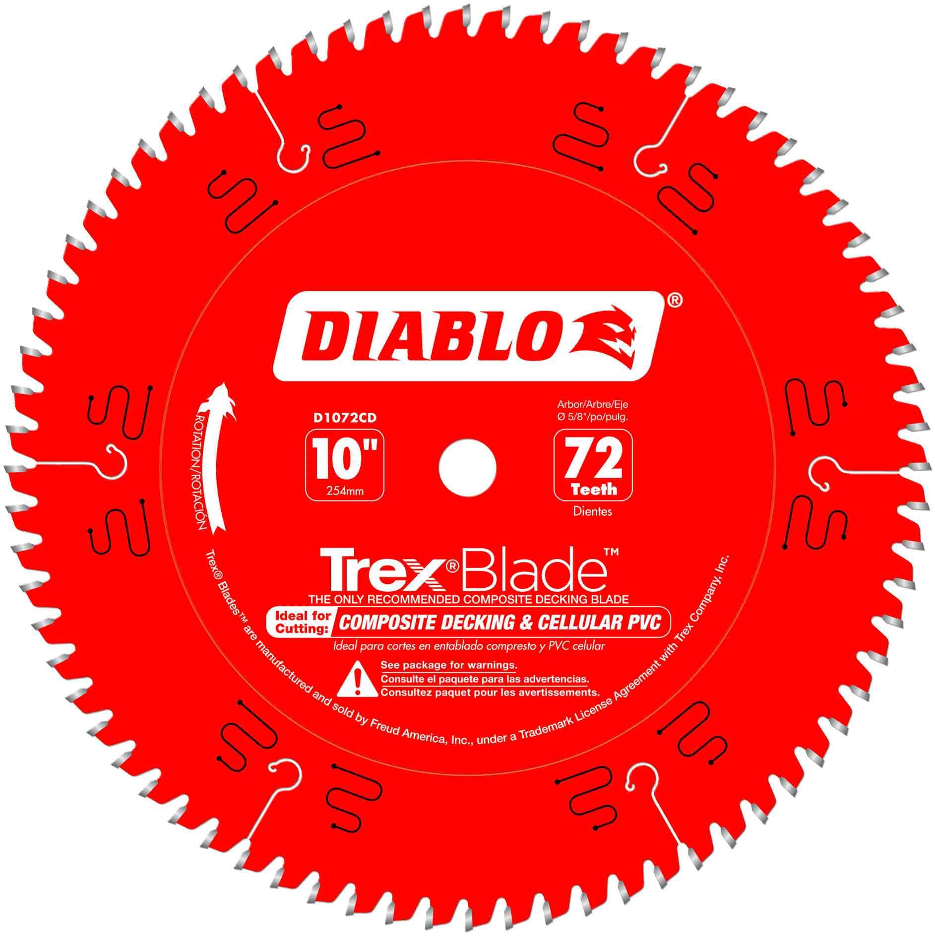 Diablo D1072CD 10 in. x 72-Tooth  Composite Material/Plastics TrexBlade