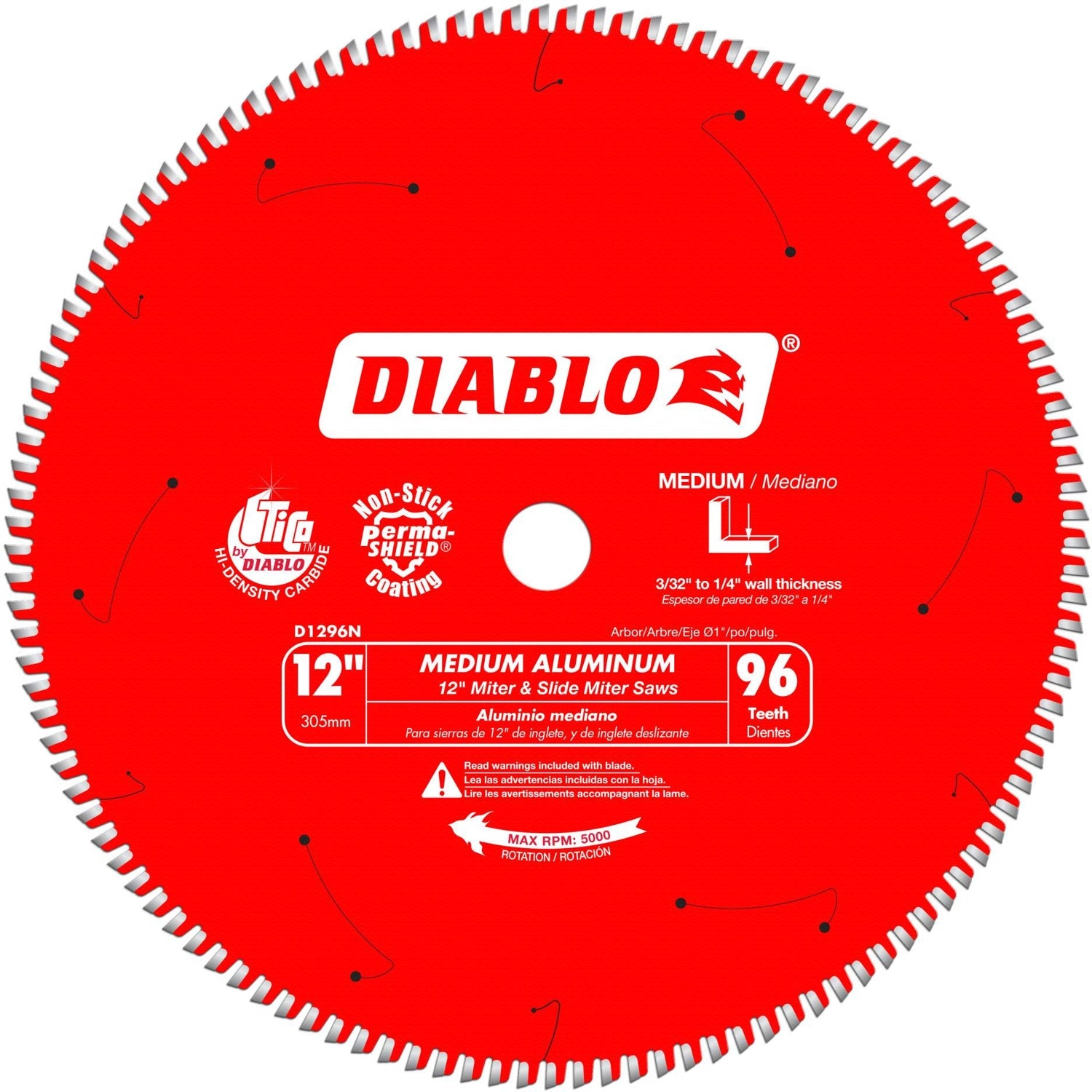 Diablo D1296N 12 in. X 96-Tooth  Medium Aluminum Saw Blade