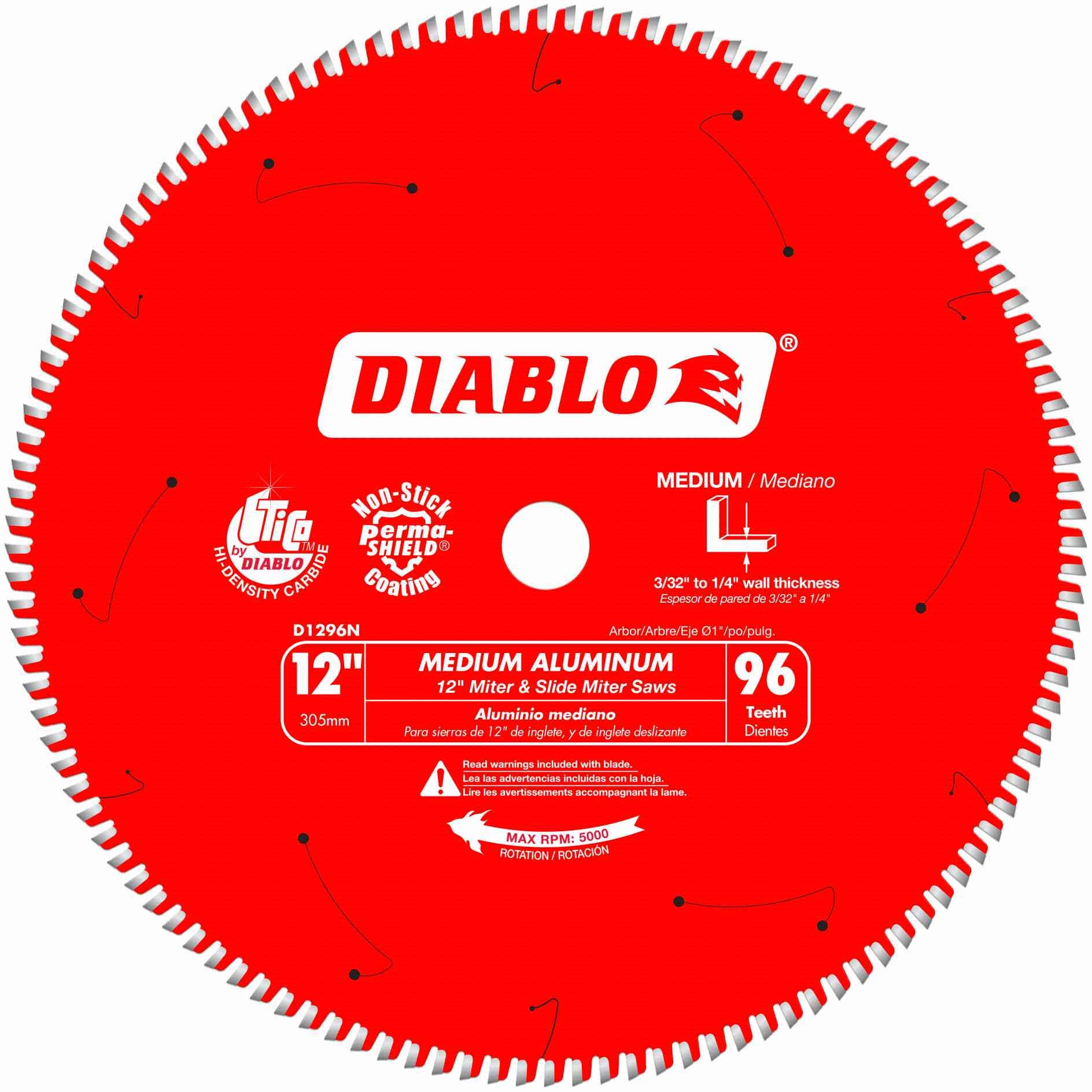 Diablo D1296N 12 in. X 96-Tooth  Medium Aluminum Saw Blade