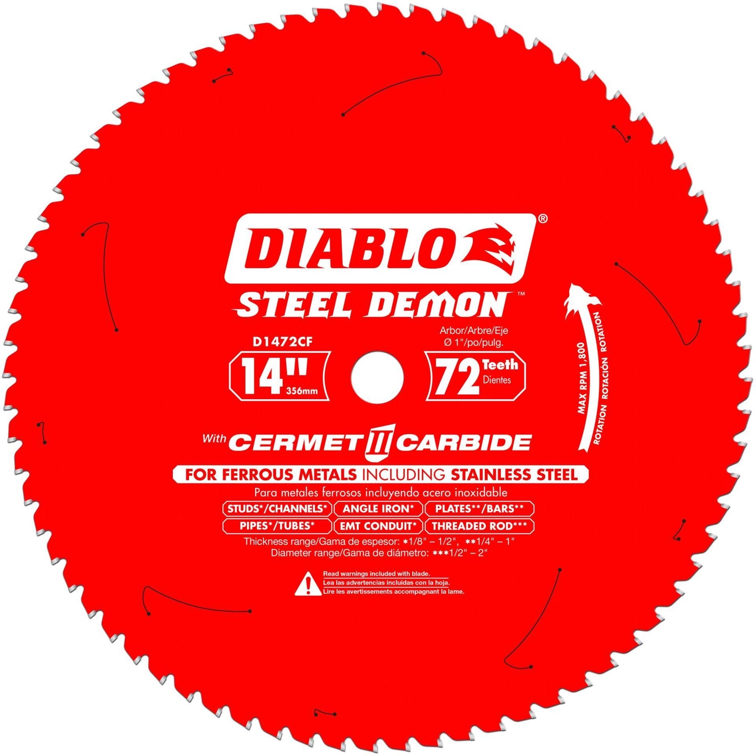 Diablo D1472CF 14 in. x 72-Tooth  Steel Demon Cermet Metal and Stainless Steel Cutting Saw Blade