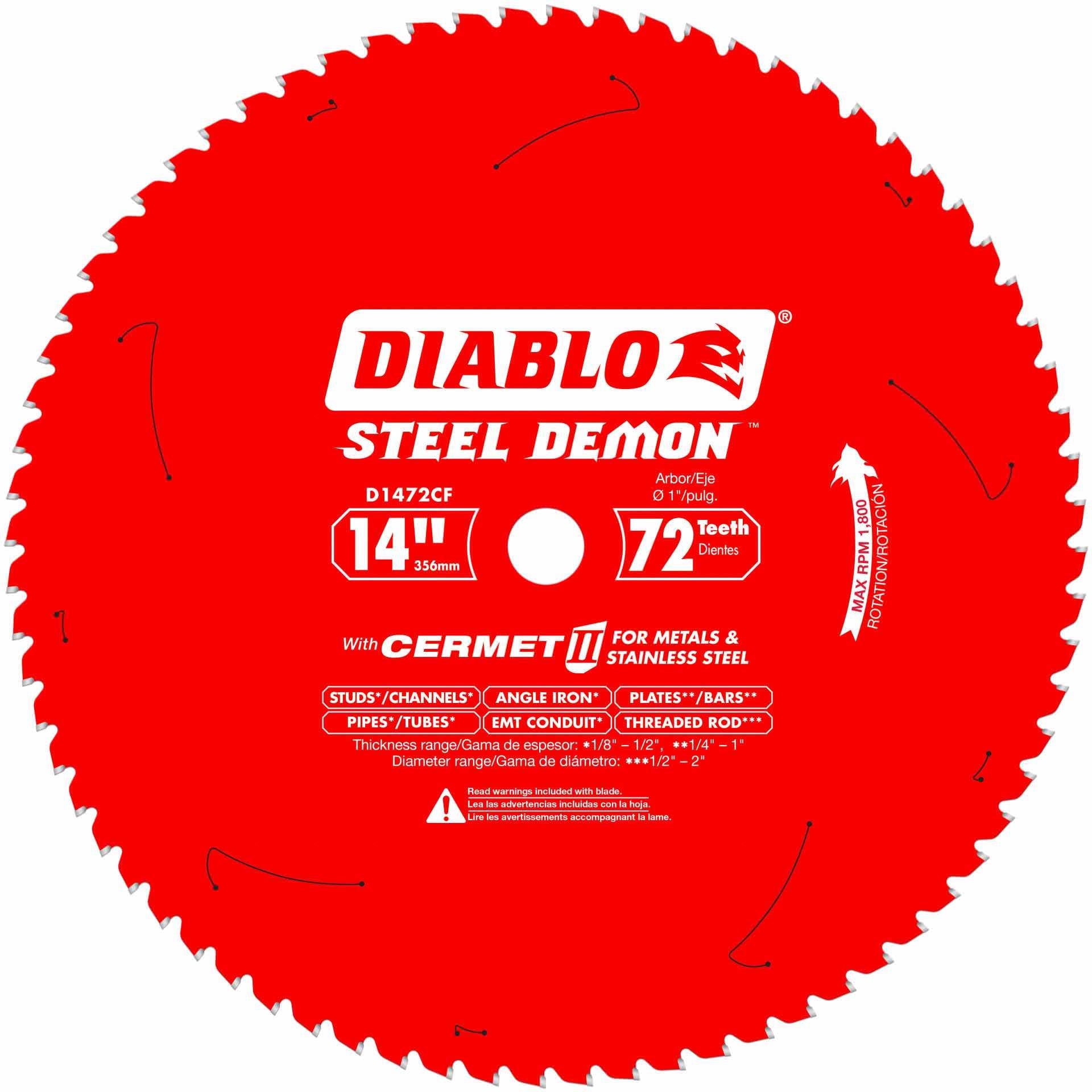 Diablo D1472CF 14 in. x 72-Tooth  Steel Demon Cermet Metal and Stainless Steel Cutting Saw Blade
