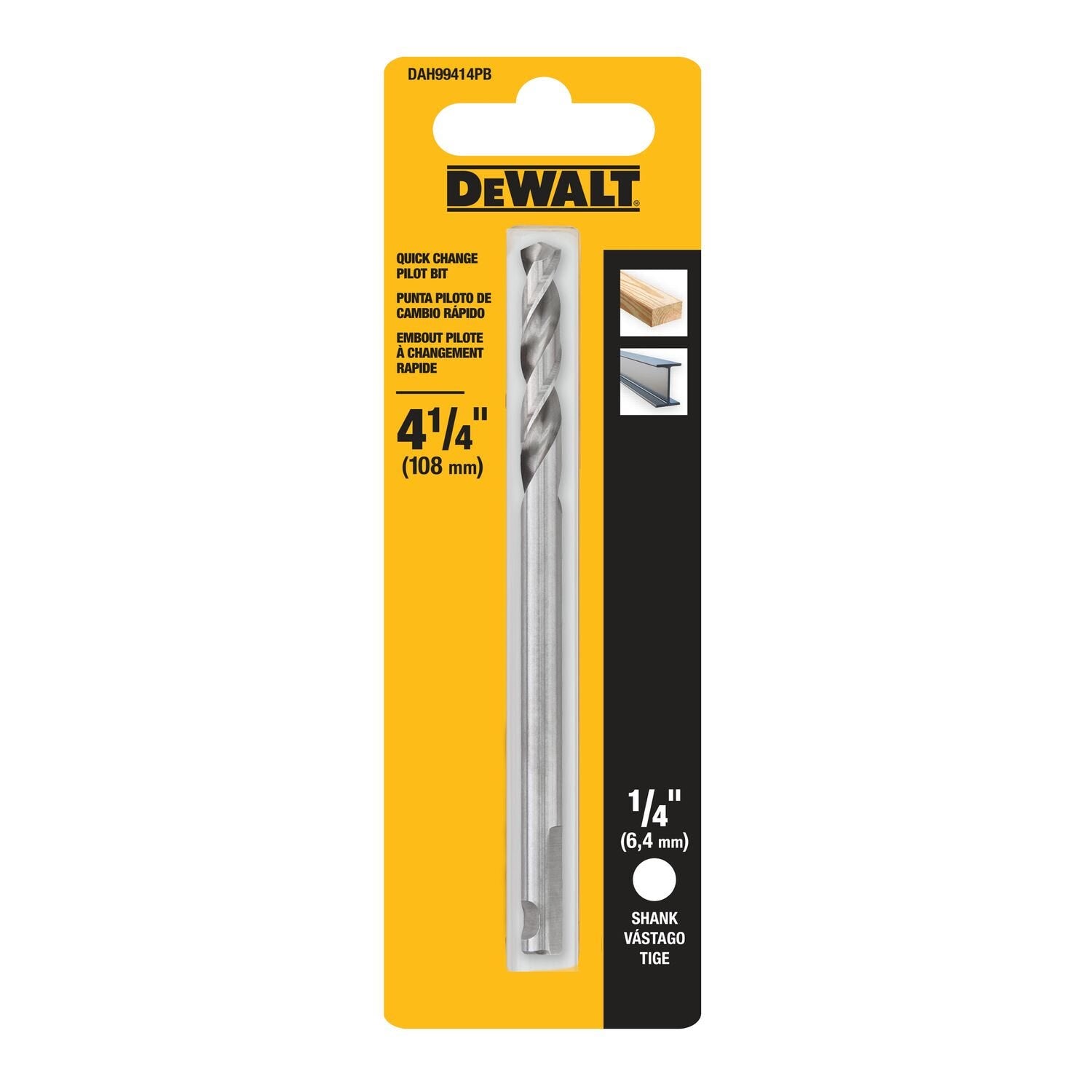 DeWalt DAH99414PB 4-1/4 in. Hole Saw Pilot Drill Bit, 3/8 in. Shank
