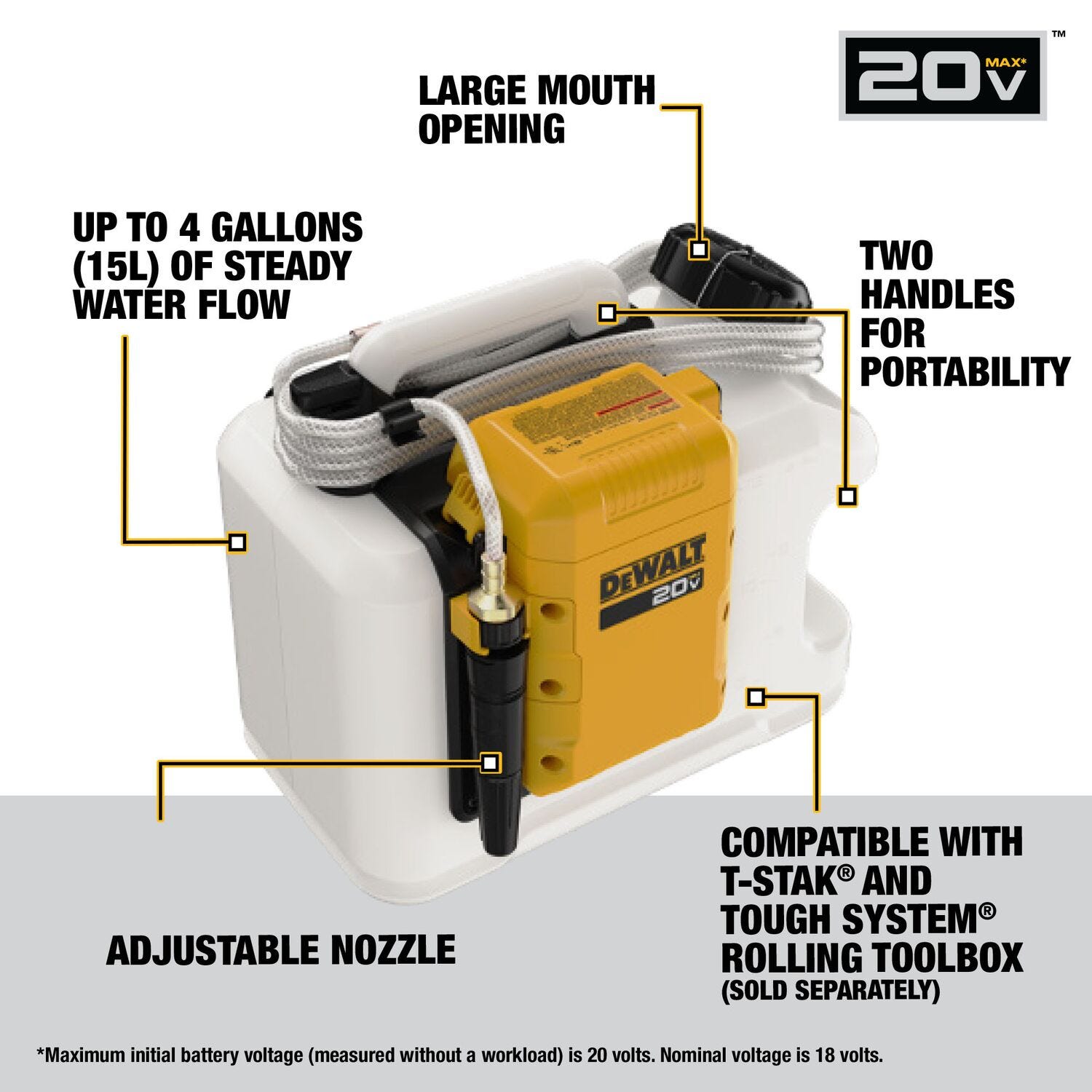 DeWalt DCE6820B 20V MAX Powered Water Tank, Tool Only
