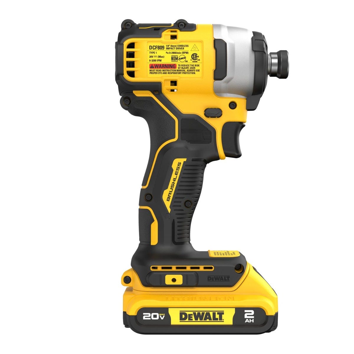 DeWalt DCF809D1 ATOMIC 20V MAX Brushless Compact 1/4 in. Impact Driver 2.0Ah Kit