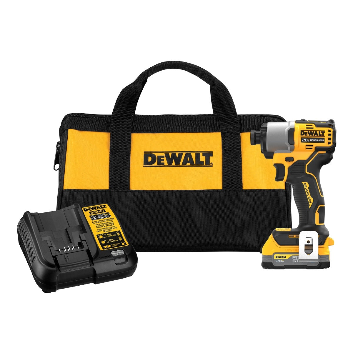 DEWALT DCF840E1 20V MAX* Brushless 1/4 in. Impact Driver PowerStack Kit