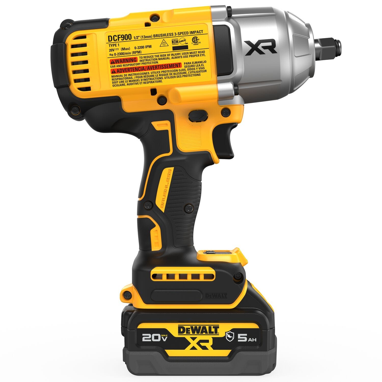 DeWalt DCF900GP2 20V MAX XR 1/2" High Torque Impact Wrench with Hog Ring Anvil 5.0Ah Kit
