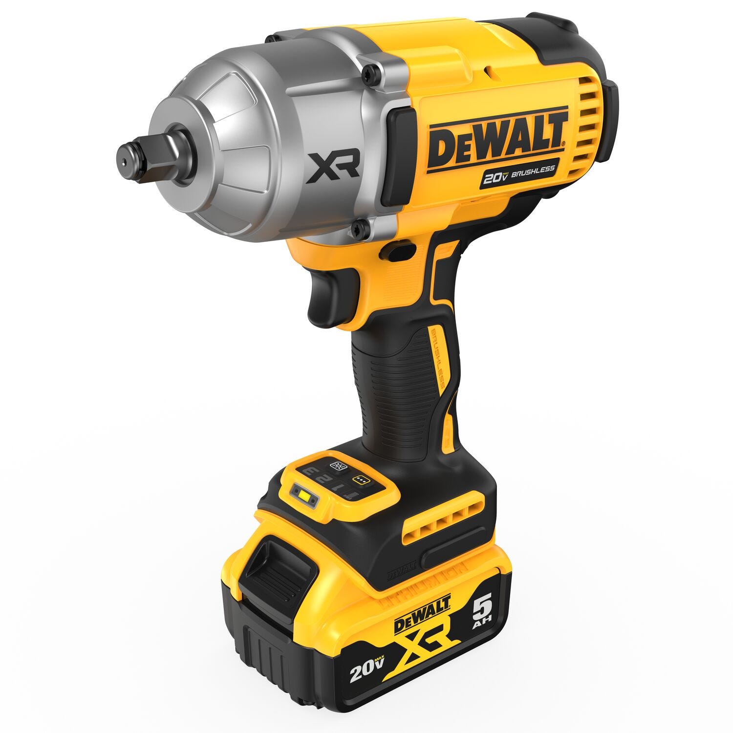 DeWalt DCF900P1 20V MAX XR 1/2" High Torque Impact Wrench with Hog Ring Anvil & Oil-Resistant 5.0Ah Batteries Kit