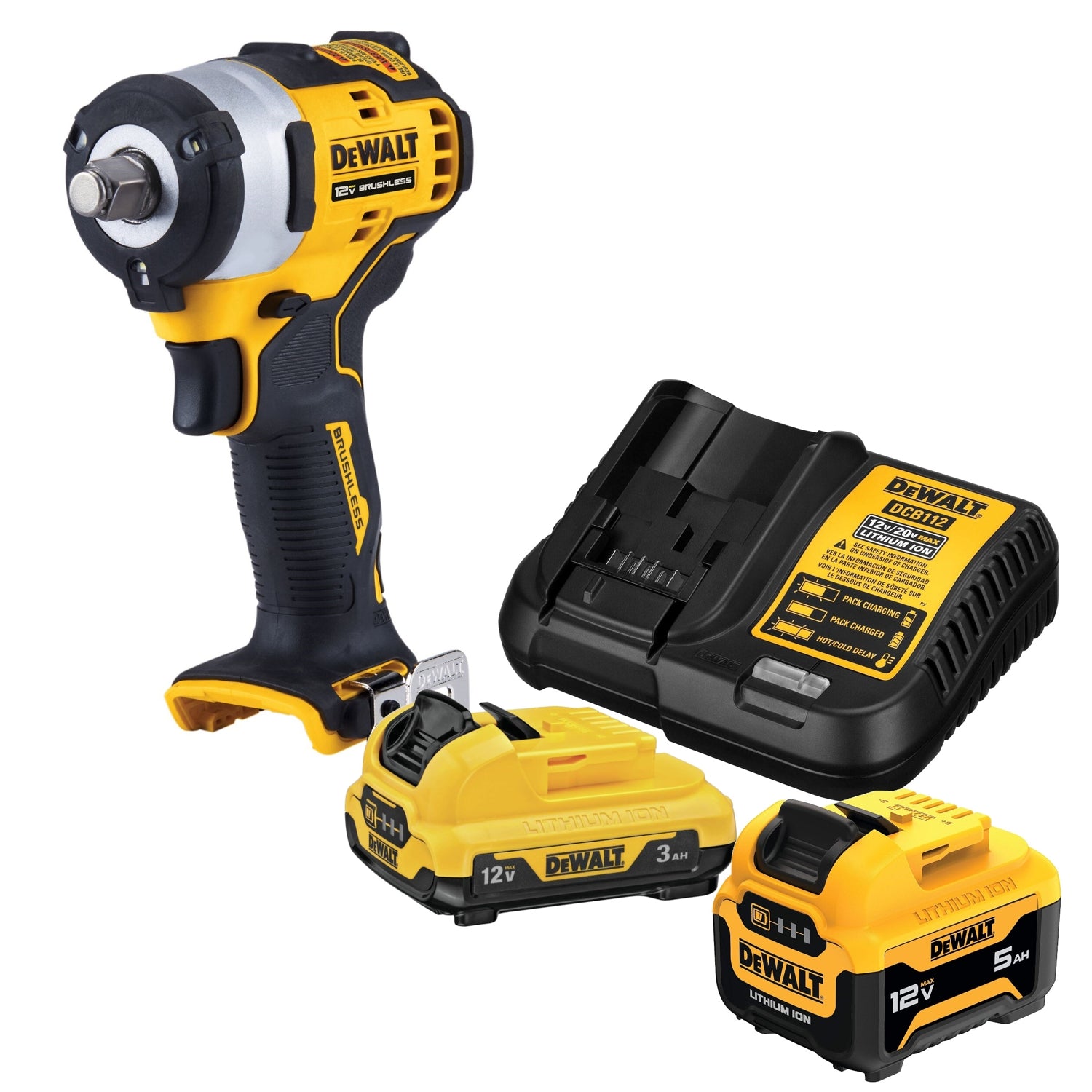 DeWalt XTREME 12V MAX Brushless 1/2-in. Impact Wrench, Tool Only w/ 12V MAX Dual Battery Starter Kit