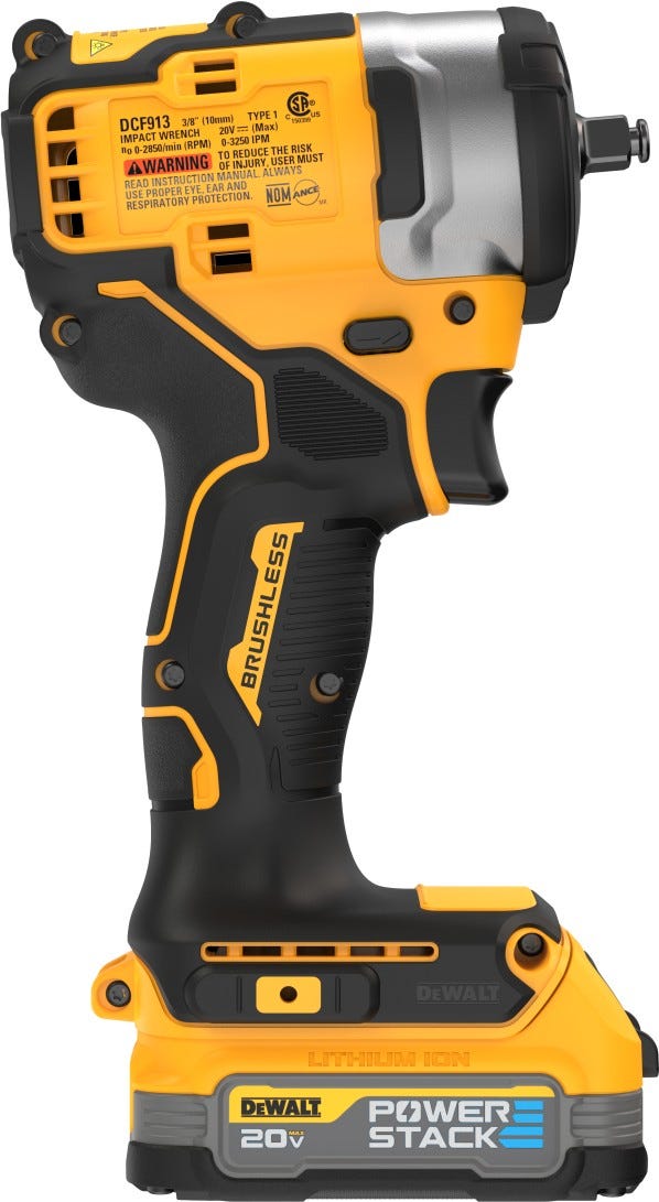 DEWALT DCF913E1 20V MAX* 3/8 in. Cordless Impact Wrench with Hog Ring Anvil Kit