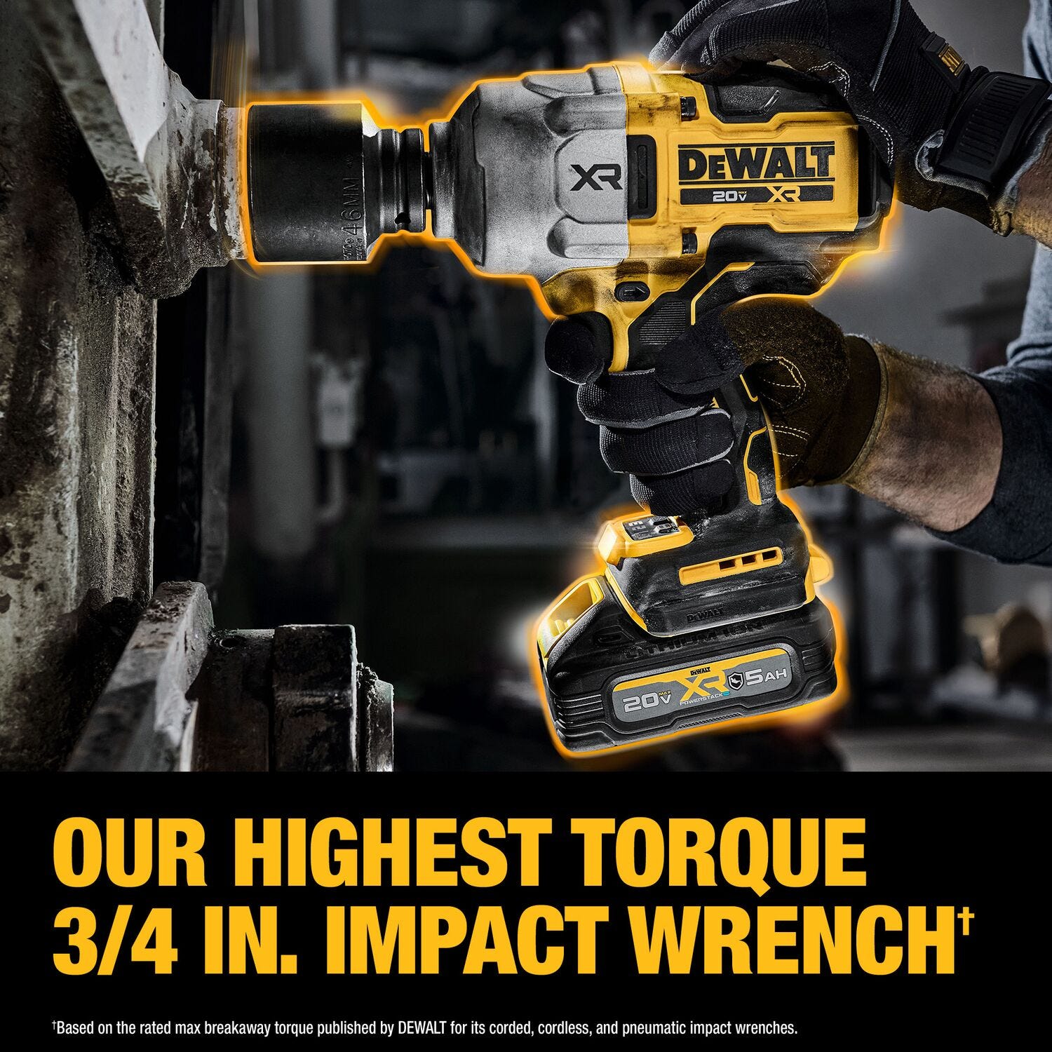 DeWalt DCF964GH1 20V MAX* XR Brushless 3/4 in. High Torque Impact Wrench w/ Hog Ring Anvil POWERSTACK 5.0Ah Kit