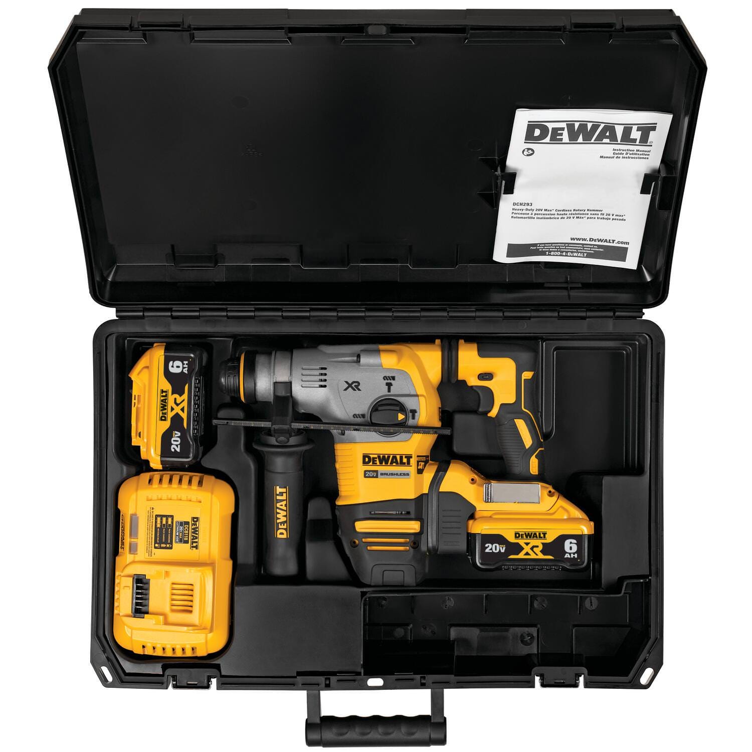 DeWalt DCH293R2 20V MAX 1-1/8 in. XR Brushless Cordless SDS PLUS L-Shape Rotary Hammer 6.0Ah Kit
