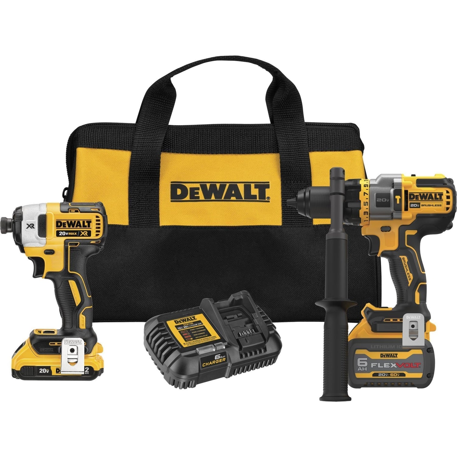 DEWALT DCK2100D1T1 20V MAX Brushless Cordless 2-Tool Kit w/ FlexVolt Advantage Hammer Drill/Driver