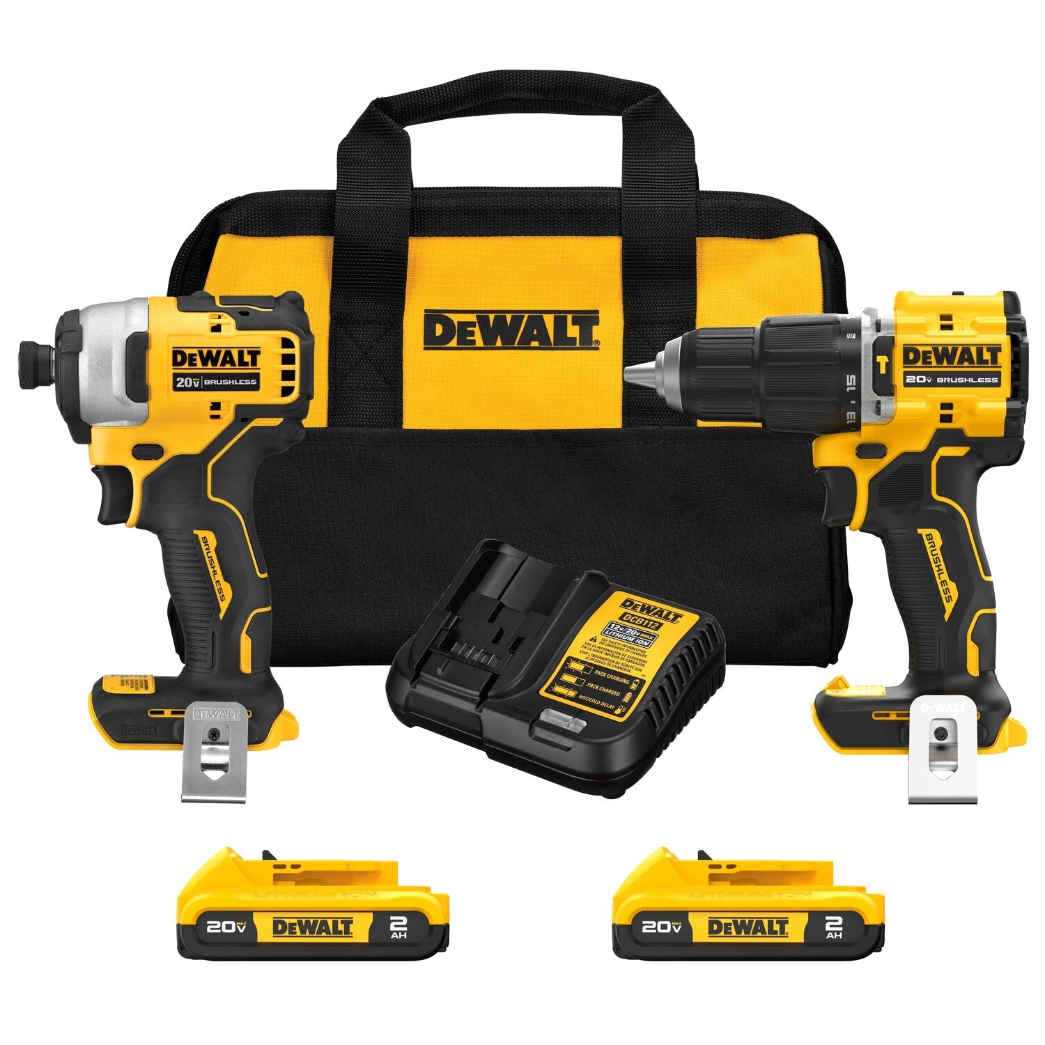 DeWalt DCK226D2 ATOMIC 20V MAX Brushless Impact Driver & Hammer Drill 2.0Ah Combo Kit