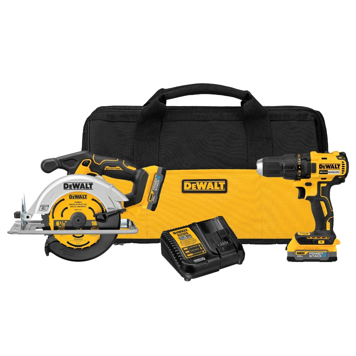 DEWALT DCK239E2 20V MAX* Brushless Circular Saw and Drill Combo PowerStack Kit