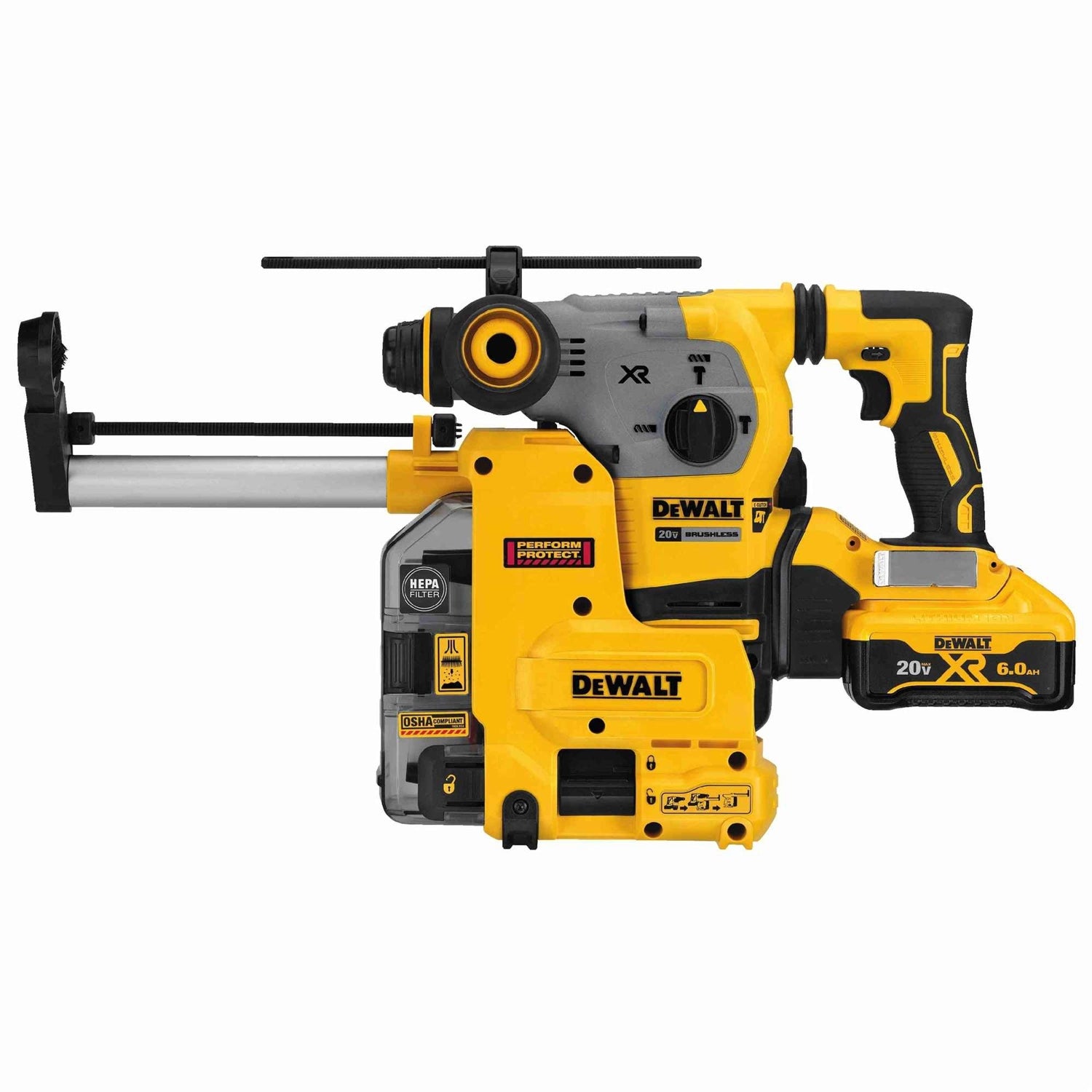 DeWalt DCH293R2DH 20V Max XR Brushless 1-1/8 In. L-Shape SDS Plus Rotary Hammer Kit W/ Dust Collection