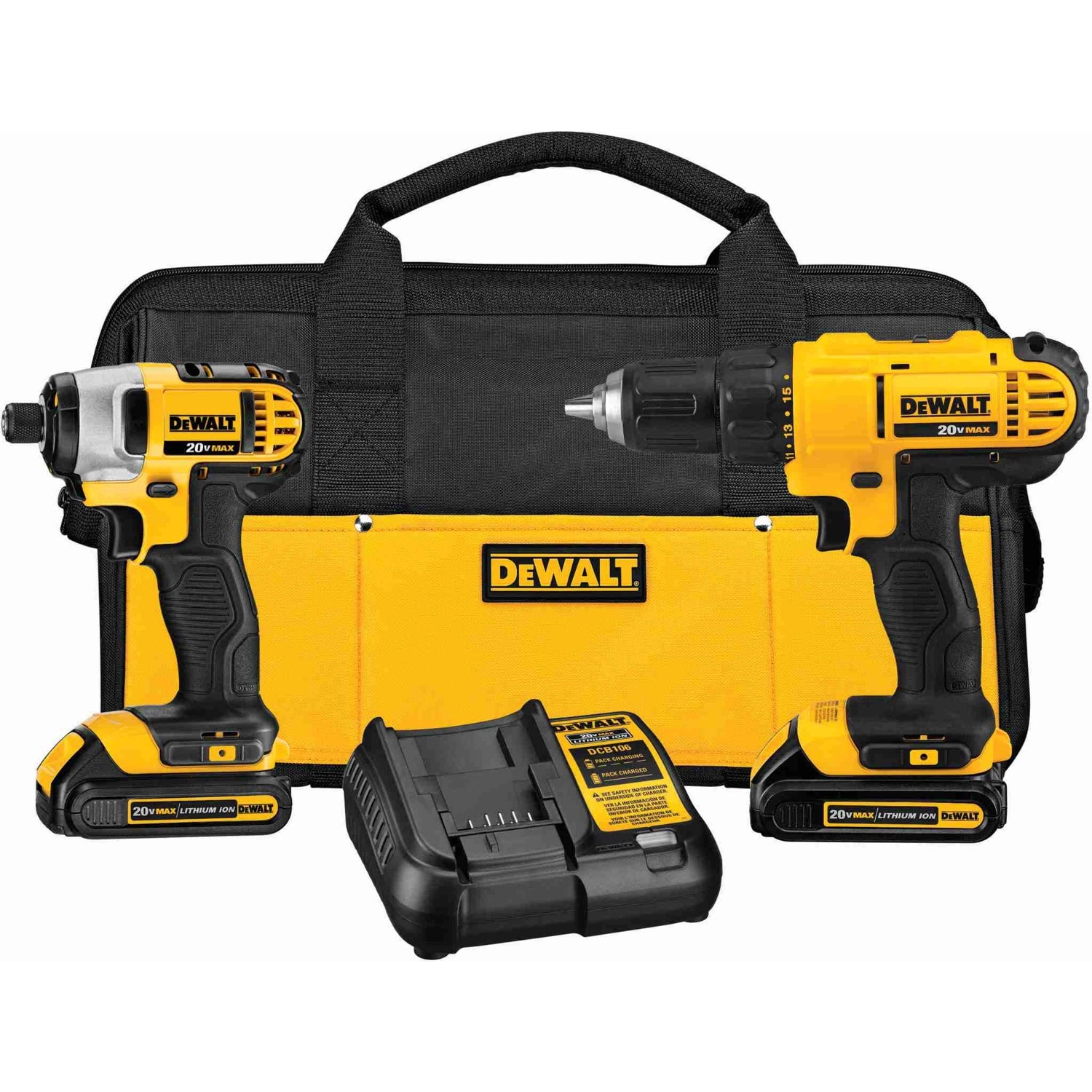 Dewalt DCK240C2 20V MAX Drill Driver/Impact Driver 1.3Ah Combo Kit