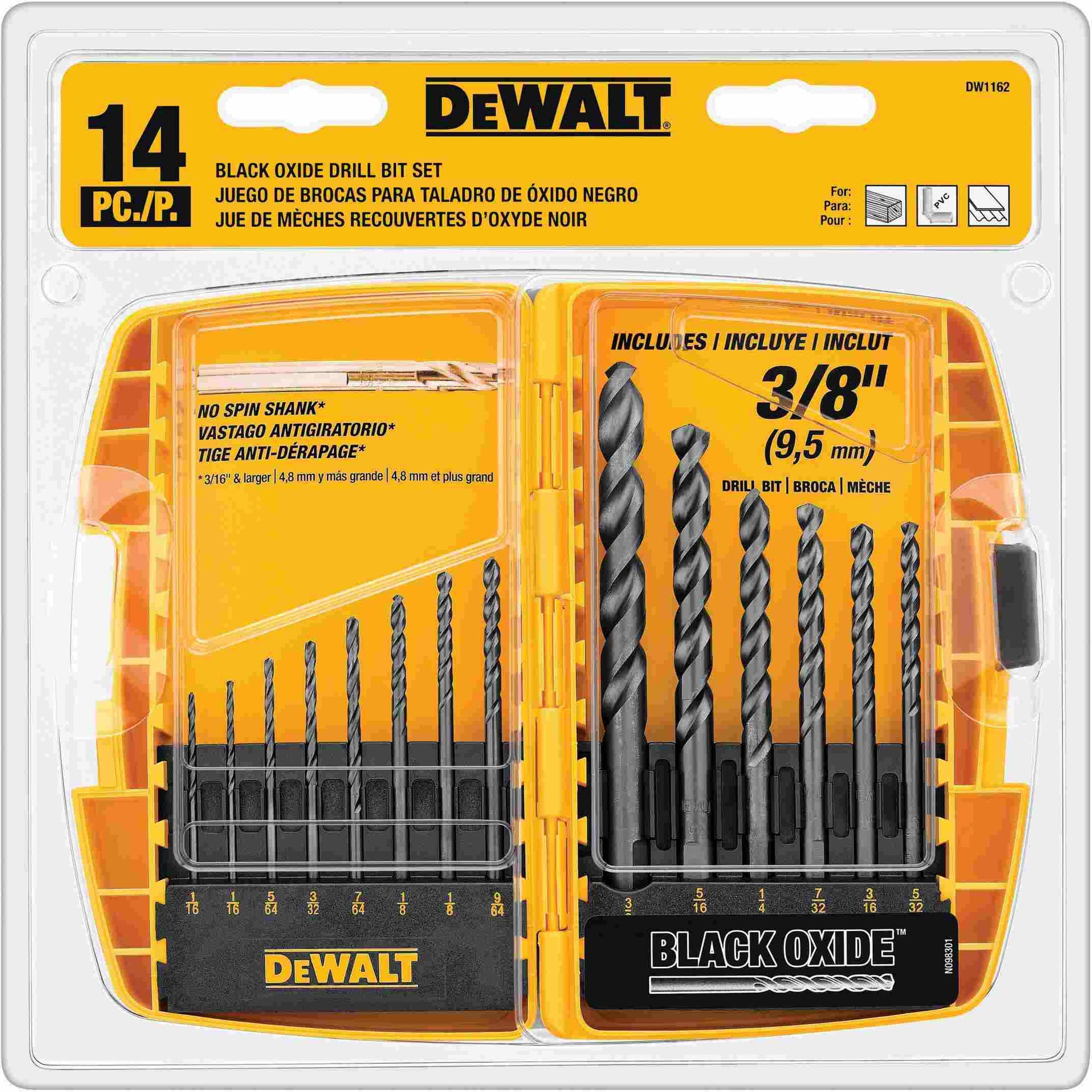 DeWalt DW1162 14 Piece Black Oxide Drill Bit Set