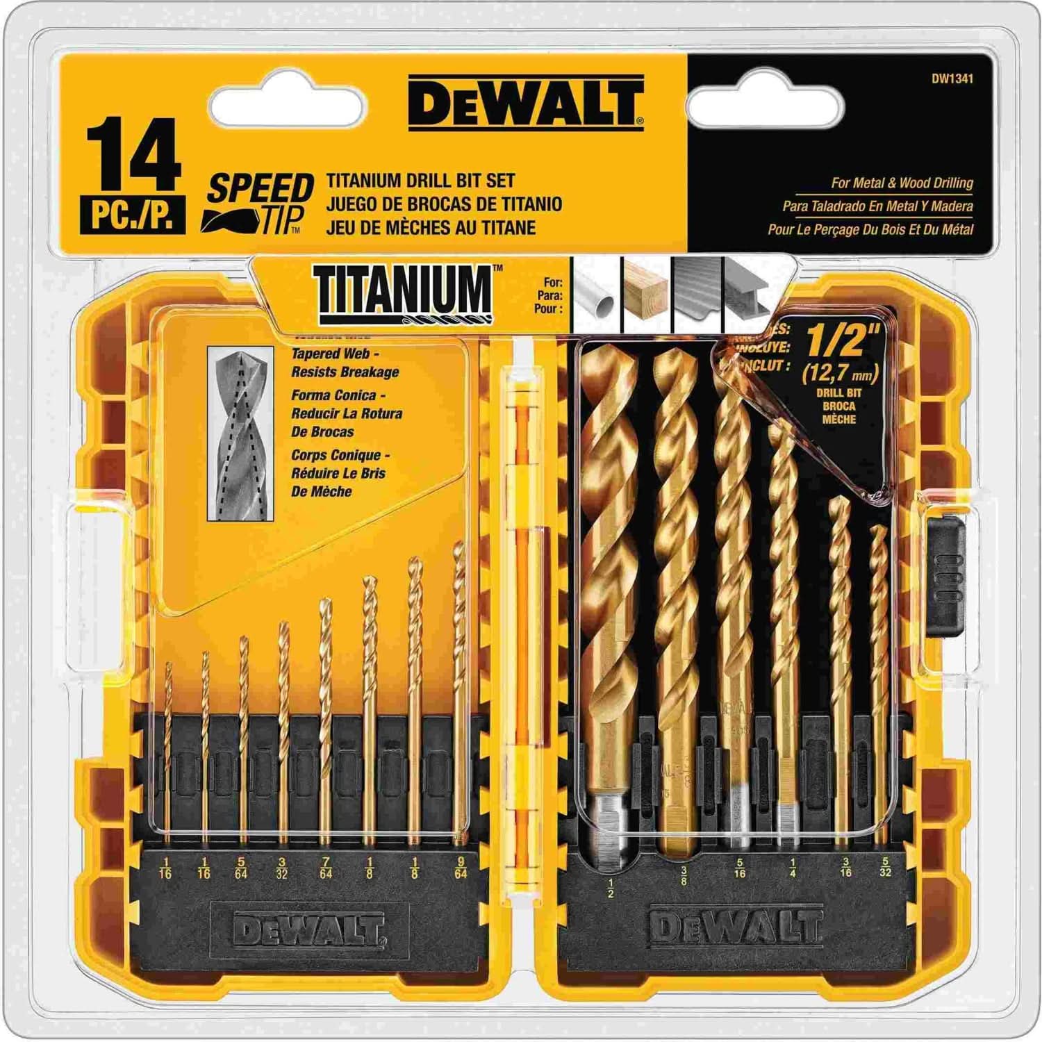 DeWalt DW1341 14-Piece Titanium Nitride Coating Speed Tip Drill