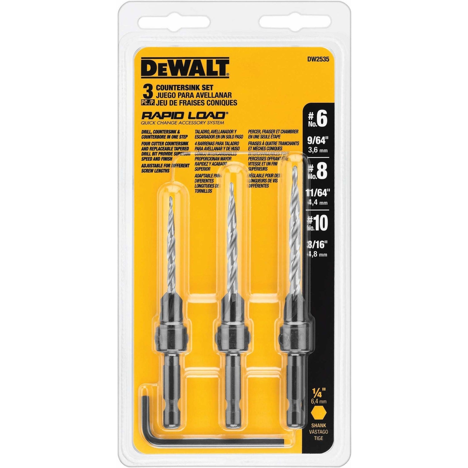 Dewalt Dw2535 3-Piece Countersink Set (#6, #8, #10)