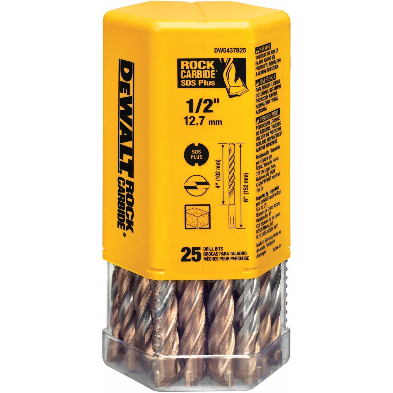 DeWalt DW5437B25 1/2" X 4" X 6"SDS+ Hammer Bit