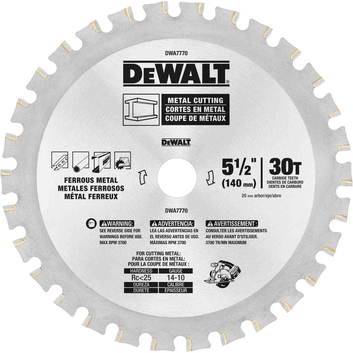 Dewalt DWA7770 5 1/2-Inch 30T Ferrous Metal Cutting 20mm Arbor – Tool Nut