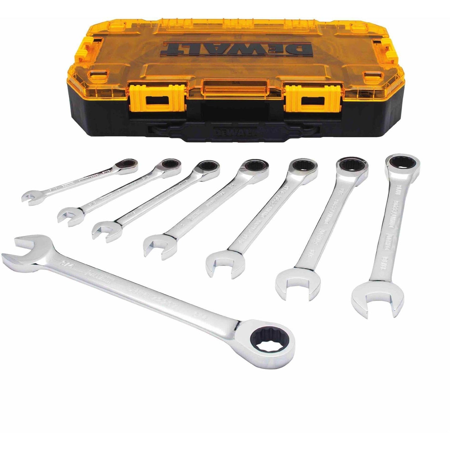 Dewalt DWMT74733 8 Piece Full Polish Ratcheting Combination Wrench Set