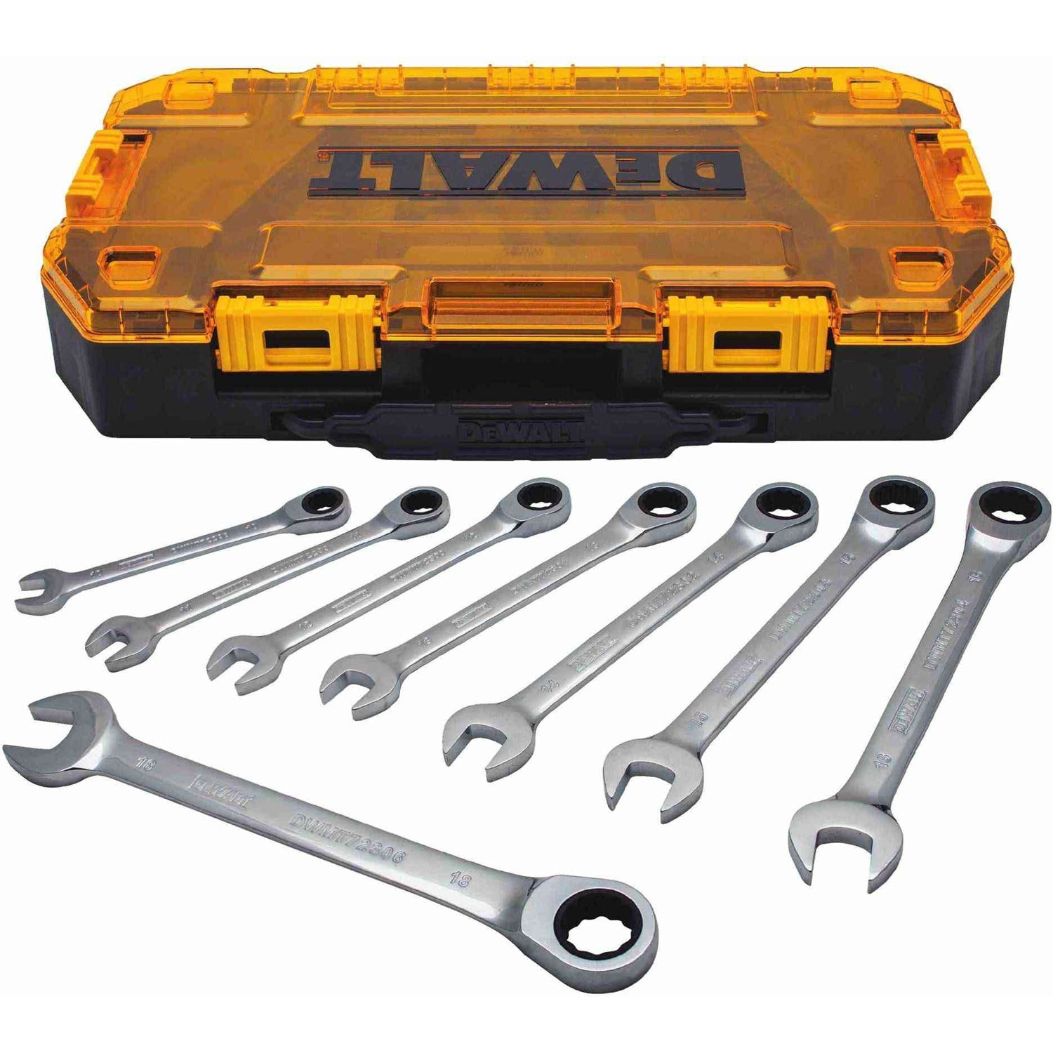 Dewalt DWMT74734 8 Piece Full Polish Ratcheting Combination Metric Wrench Set
