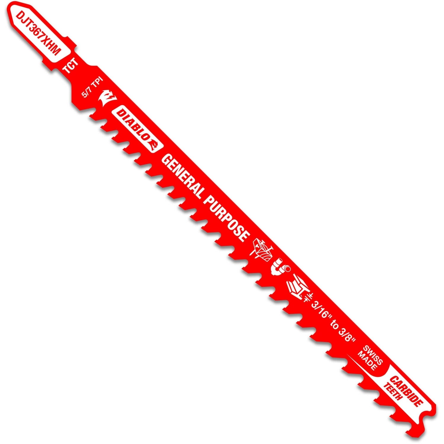 Diablo DJT367XHM 5-1/4-Inch 5/7 TPI Carbide T-Shank Jig Saw Blade for General Purpose Applications