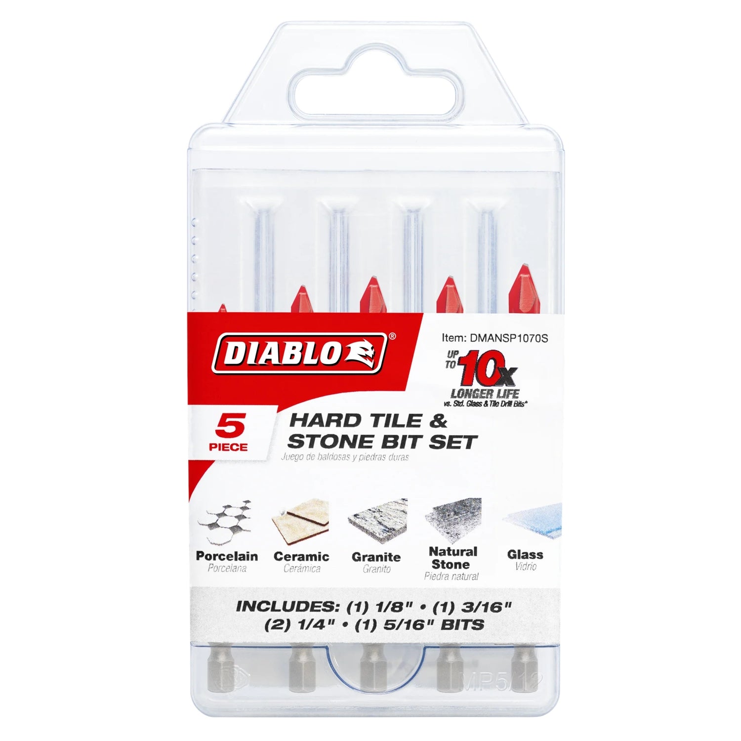 Diablo DMANSP1070S 5-Piece Hard Tile & Stone Carbide Tipped Drill