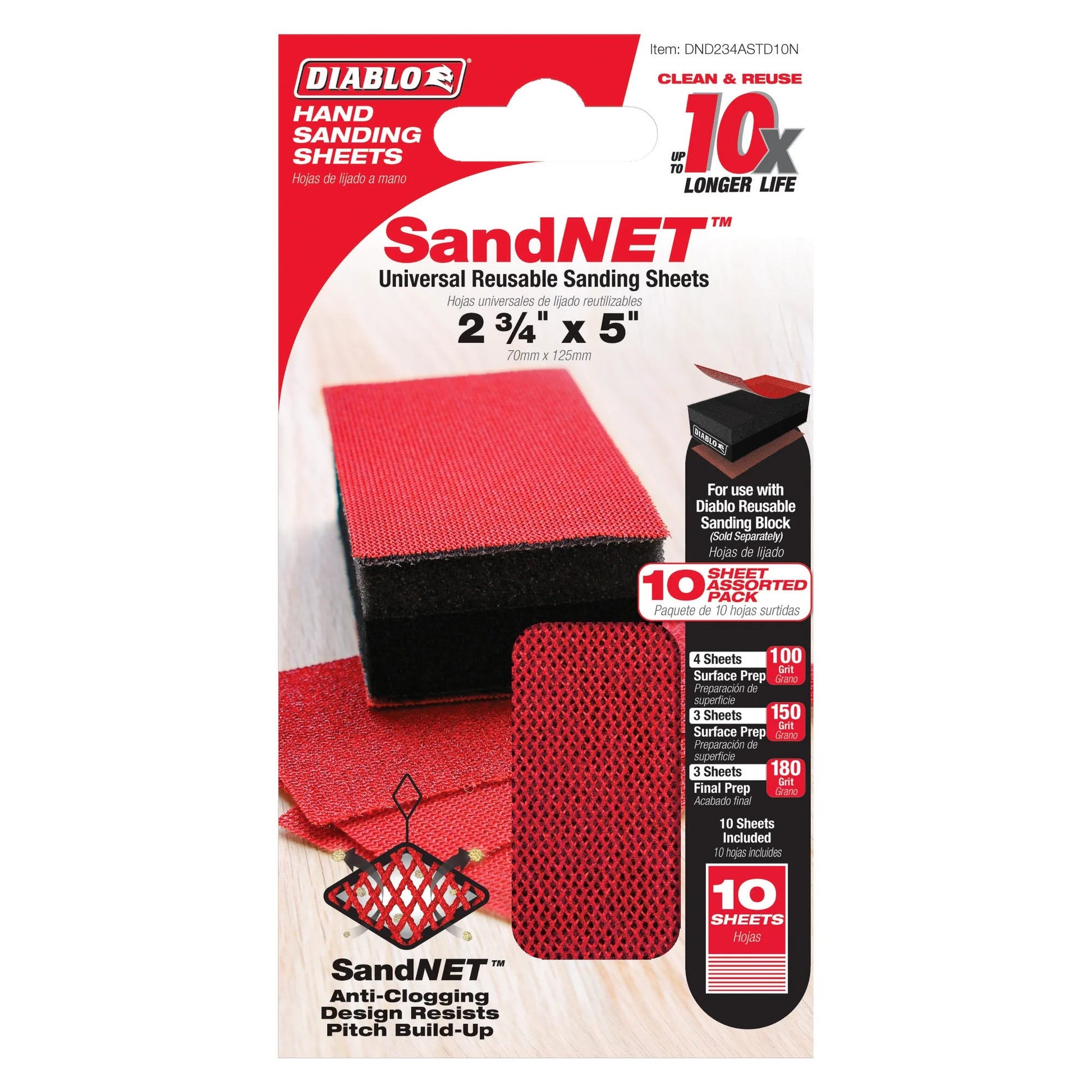 Diablo DND234ASTD10N 2-3/4 in. x 5 in. SandNET Reusable Sanding Sheet Drywall Pack