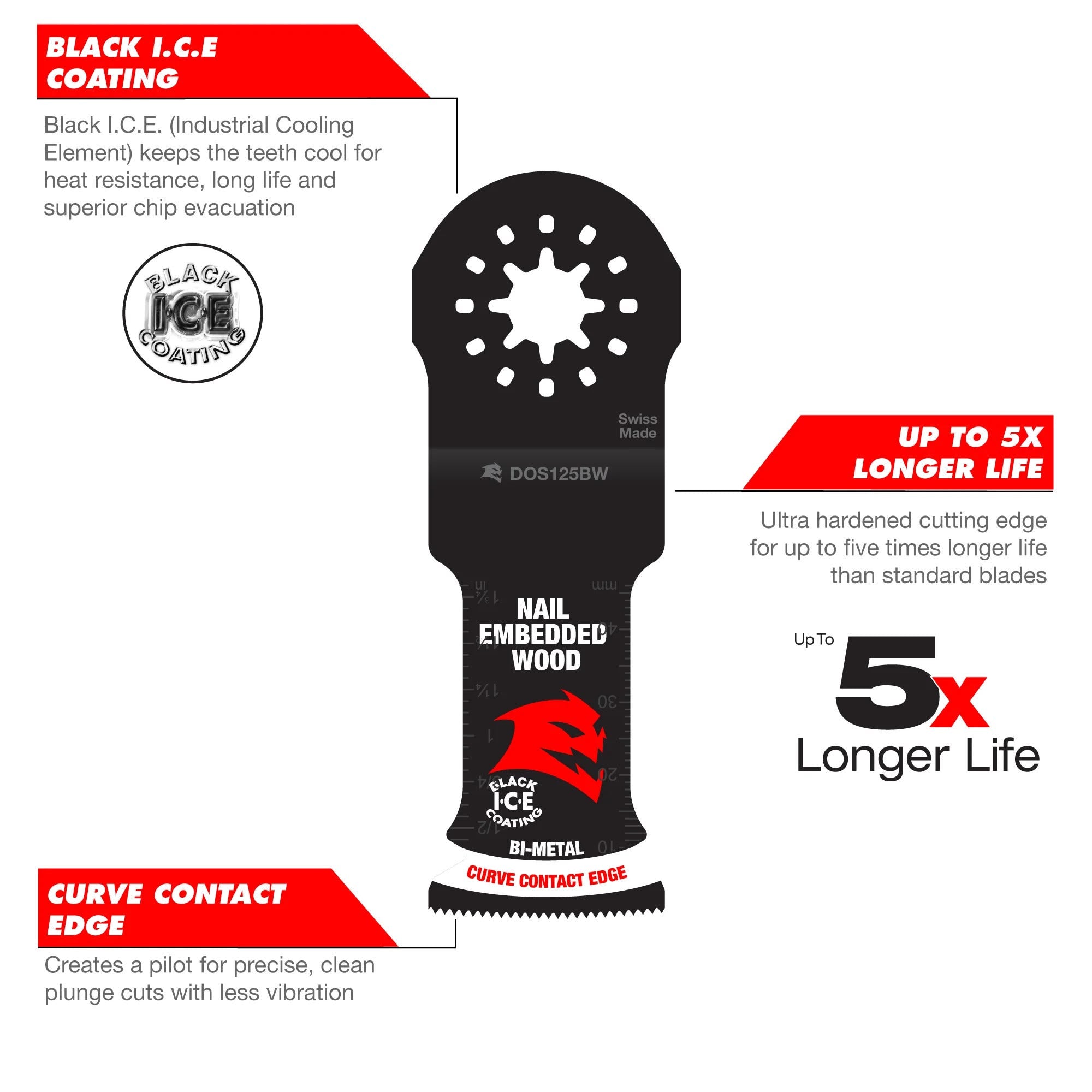Diablo DOS125BW10 1-1/4 in. Starlock Bi-Metal Oscillating Blade for Nail-Embedded Wood (10-Pack)
