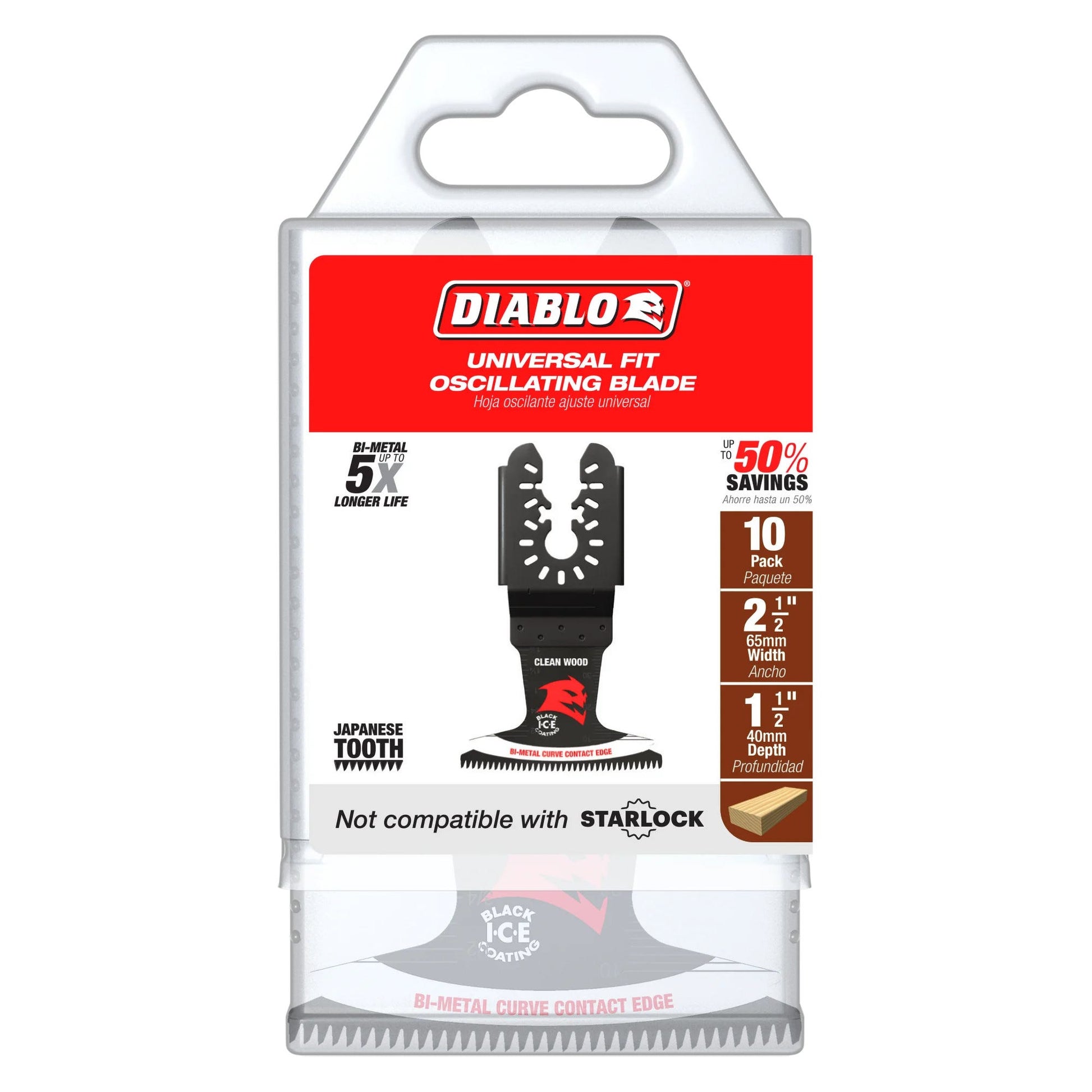 Diablo DOU250JBW10 2-1/2 in. Universal Bi-Metal Oscillating Blade for Clean Wood (10-Pack)