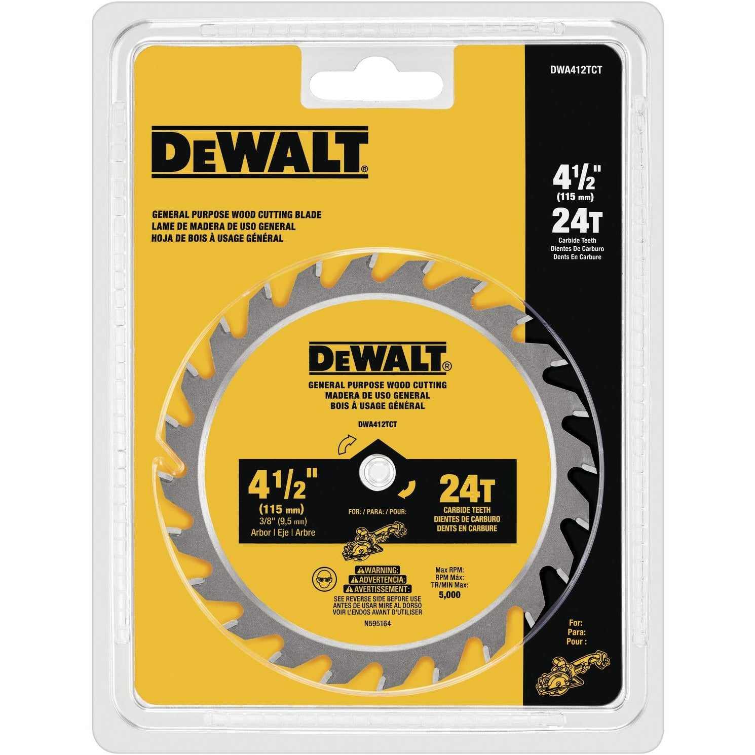 DeWalt DWA412TC-Tooth 4-1/2 in. 24-Tooth Carbide Circular Saw Blade
