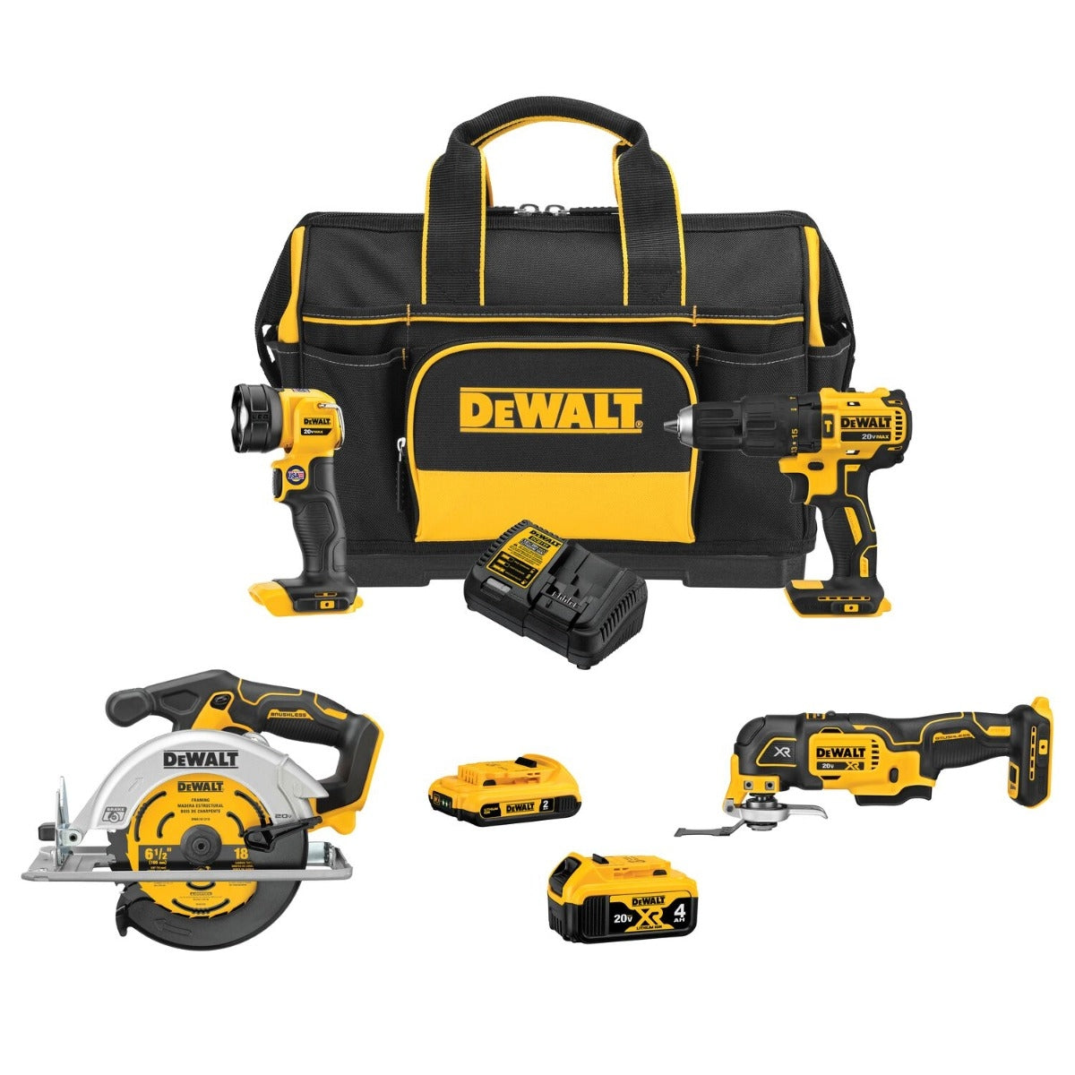 DeWALT DCKSS400D1M1 20V MAX Brushless Site-Ready 4-Tool Combo Kit