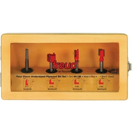 Freud 90-106 4 Piece Undersized Plywood Router Bit Set (1/4-Inch Shank)