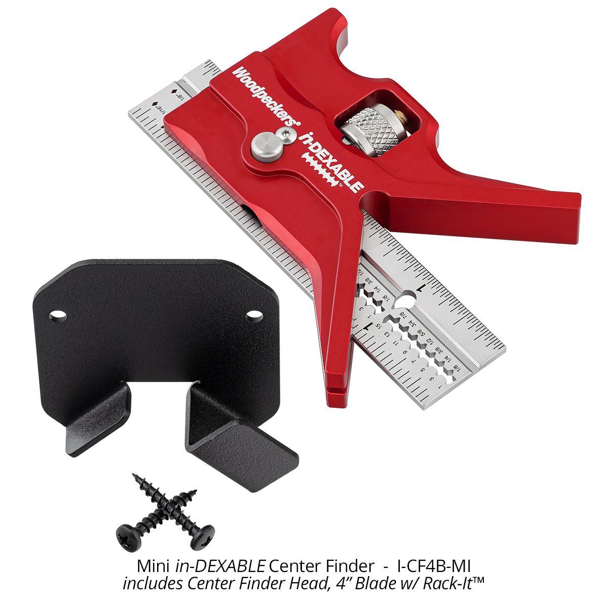 Woodpeckers I-CF4B-MI Mini in-DEXABLE Center Finder with 4" Blade & Rack-It