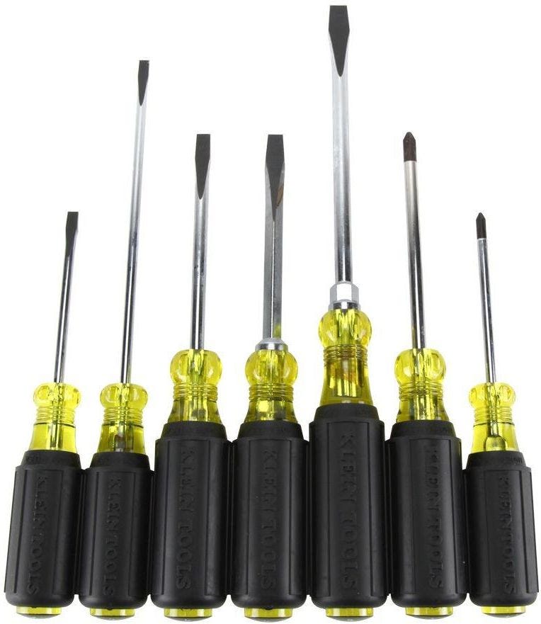 Klein 85076 Screwdriver Set, Slotted and Phillips, 7-Piece