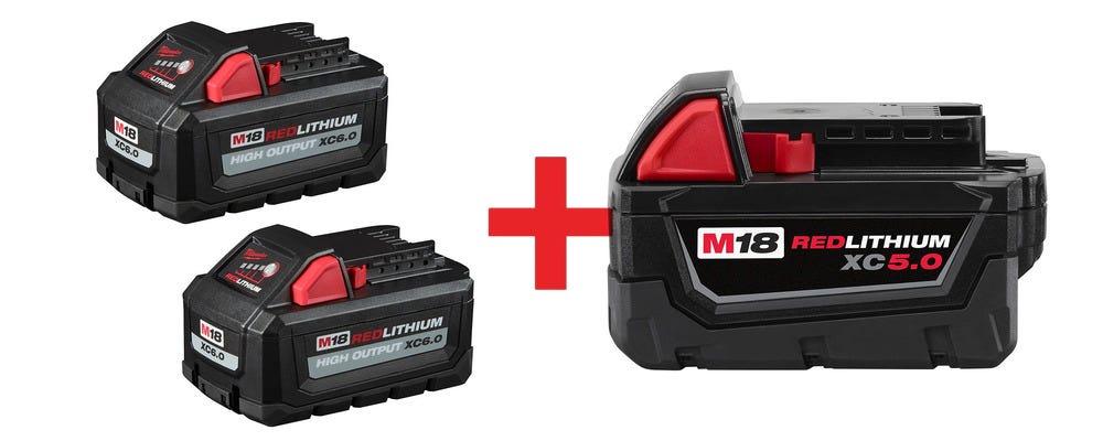 Milwaukee M18 REDLITHIUM HIGH OUTPUT XC 5.0Ah/6.0Ah Battery 3-Pack