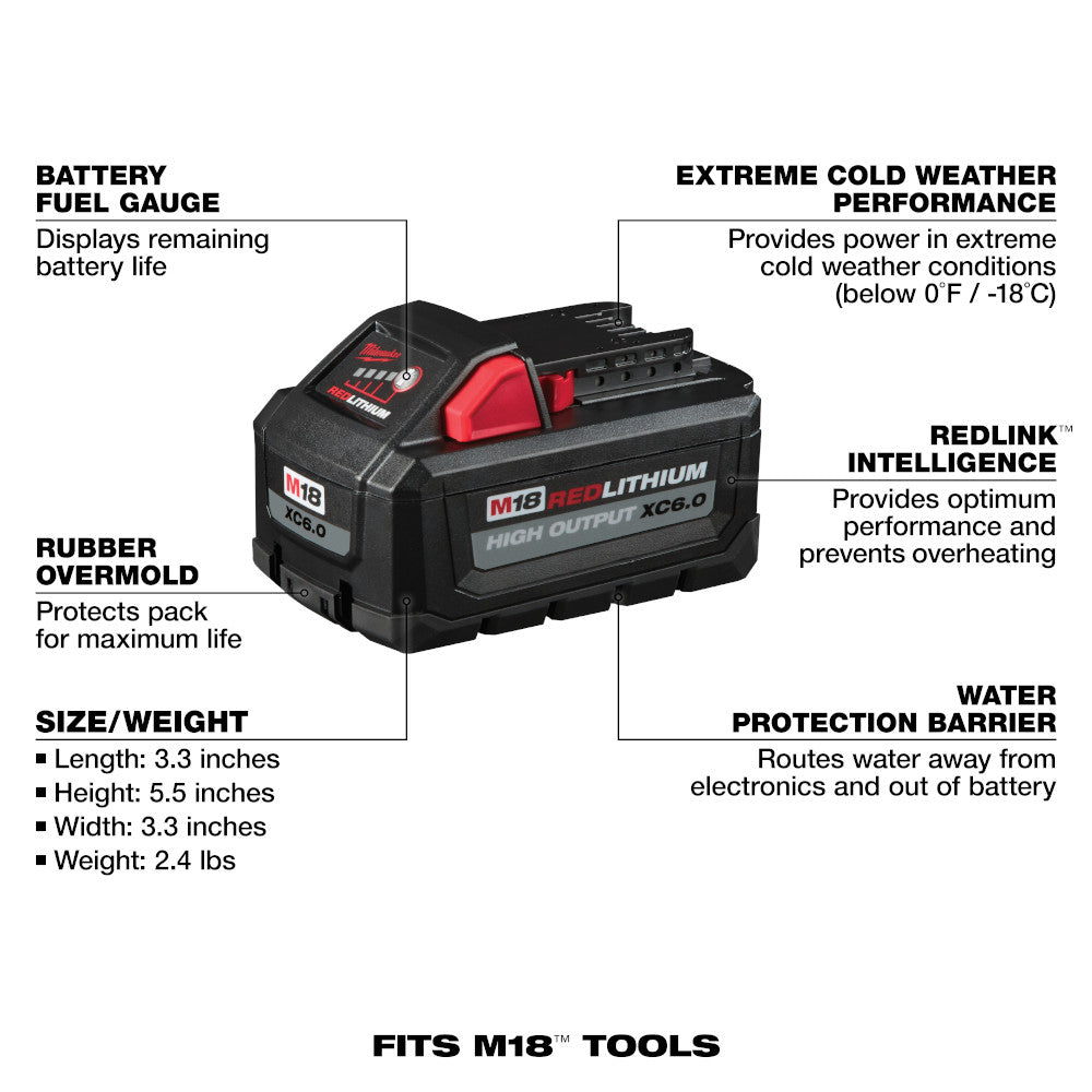 Milwaukee 48-11-1865 M18 REDLITHIUM HIGH OUTPUT XC 6.0Ah Battery Pack (PROMO)