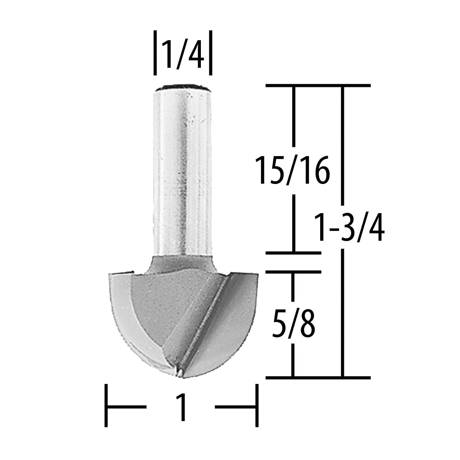 Makita 733270-A Router Bit, 1" Core Box, 2 Flute, 1/4" SH, C.T.